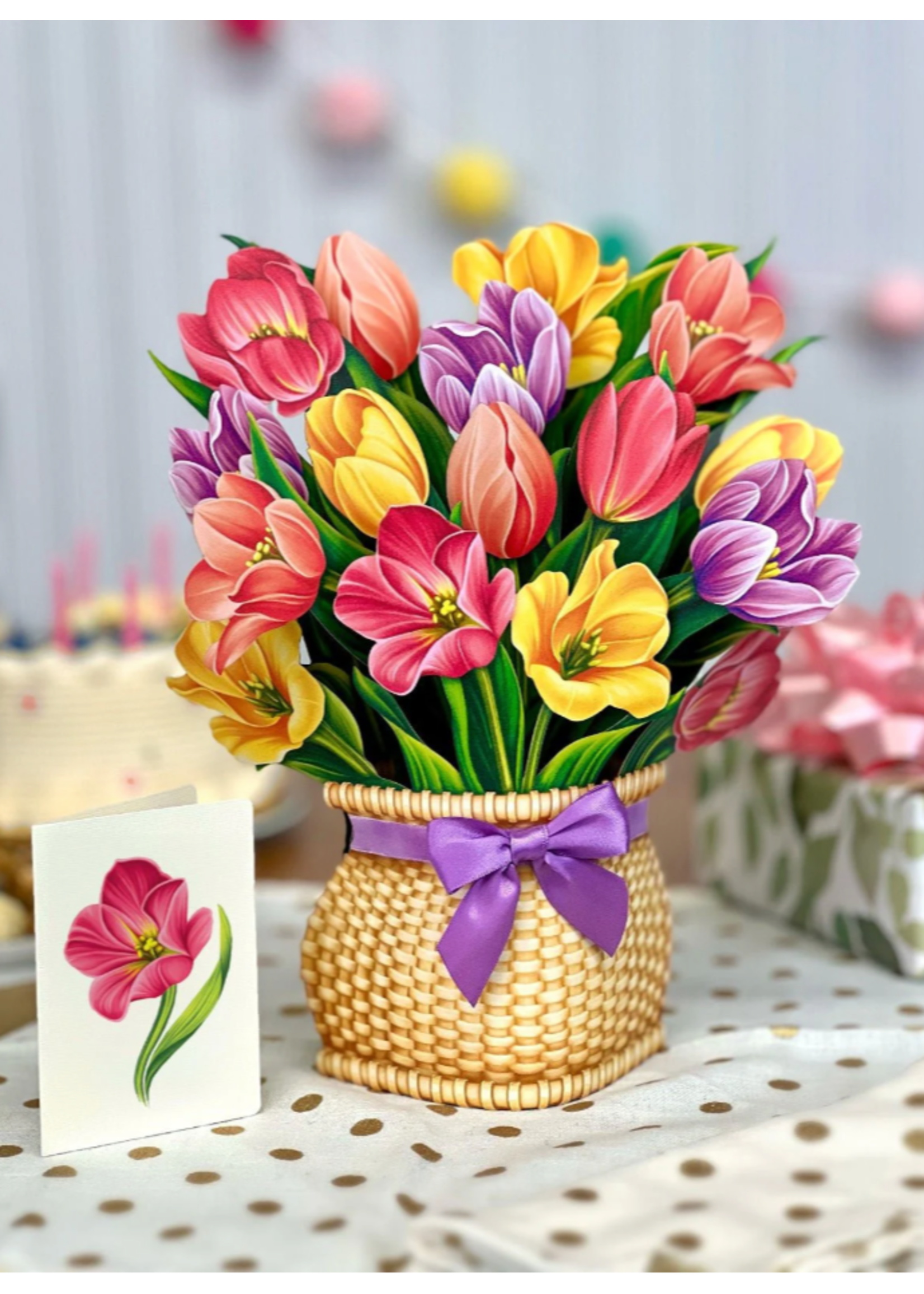 Fresh Cut Paper Festive Tulips Pop Up Flower Bouquet