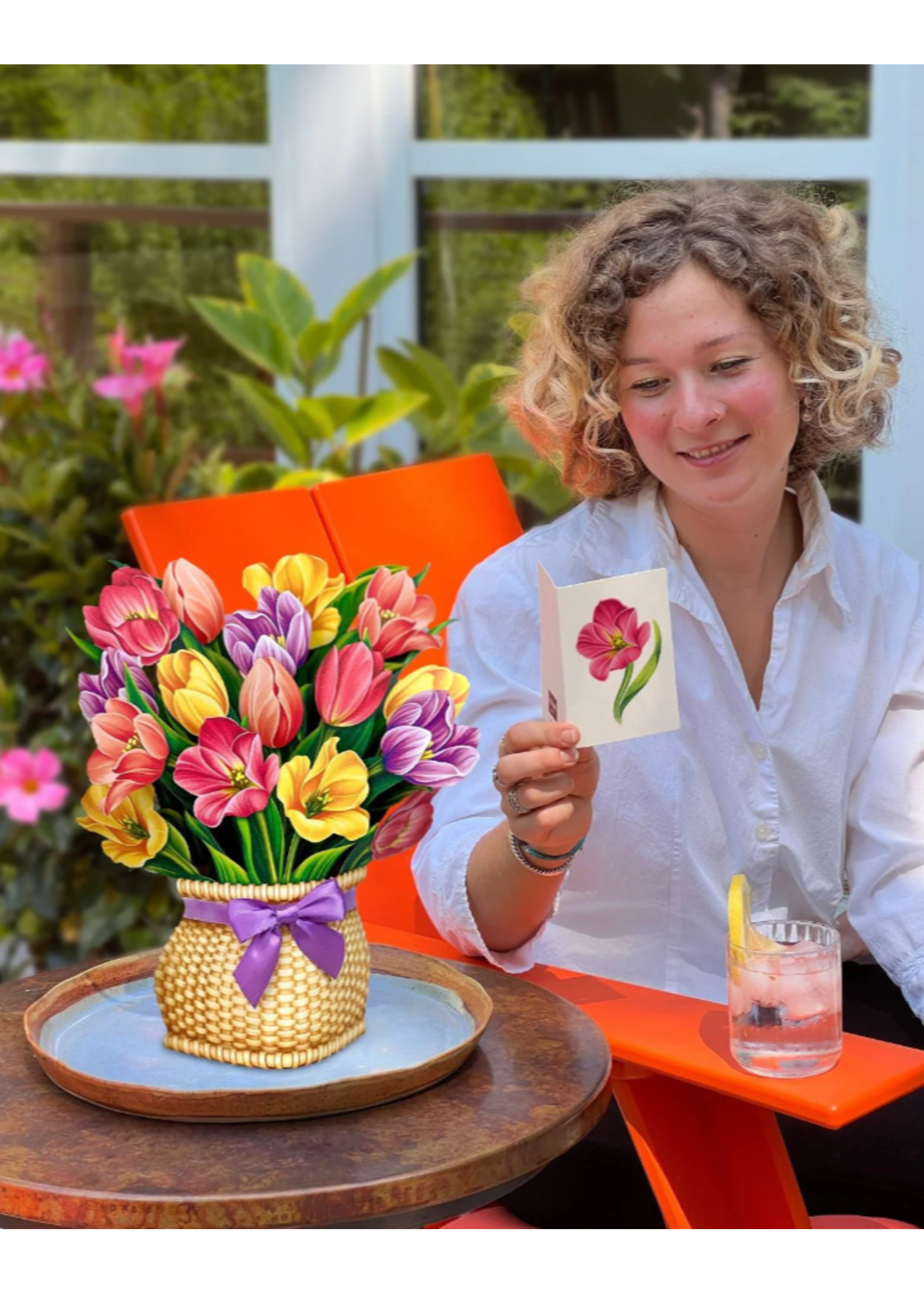 Fresh Cut Paper Festive Tulips Pop Up Flower Bouquet