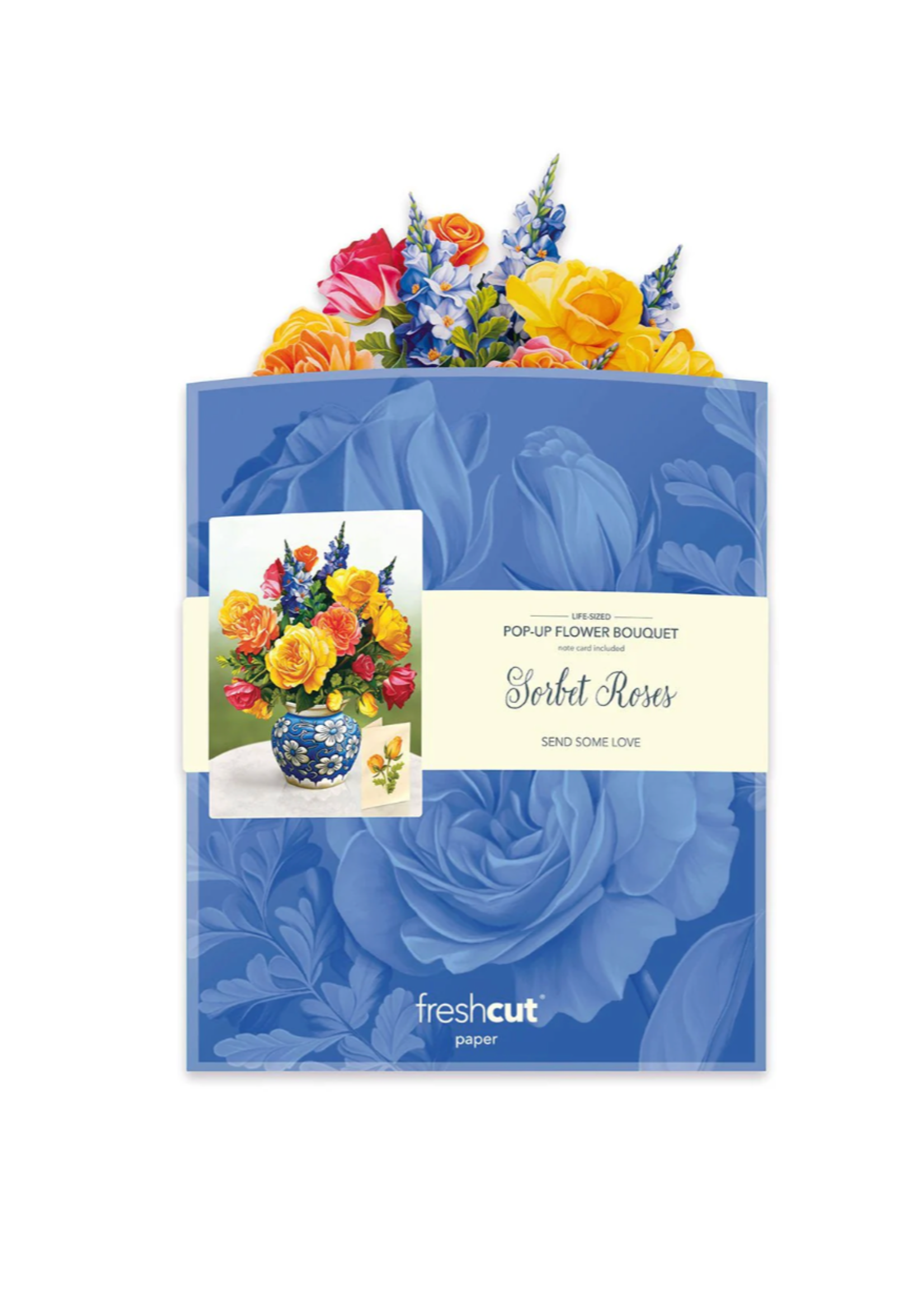 Fresh Cut Paper Sorbet Roses Pop Up Flower Bouquet