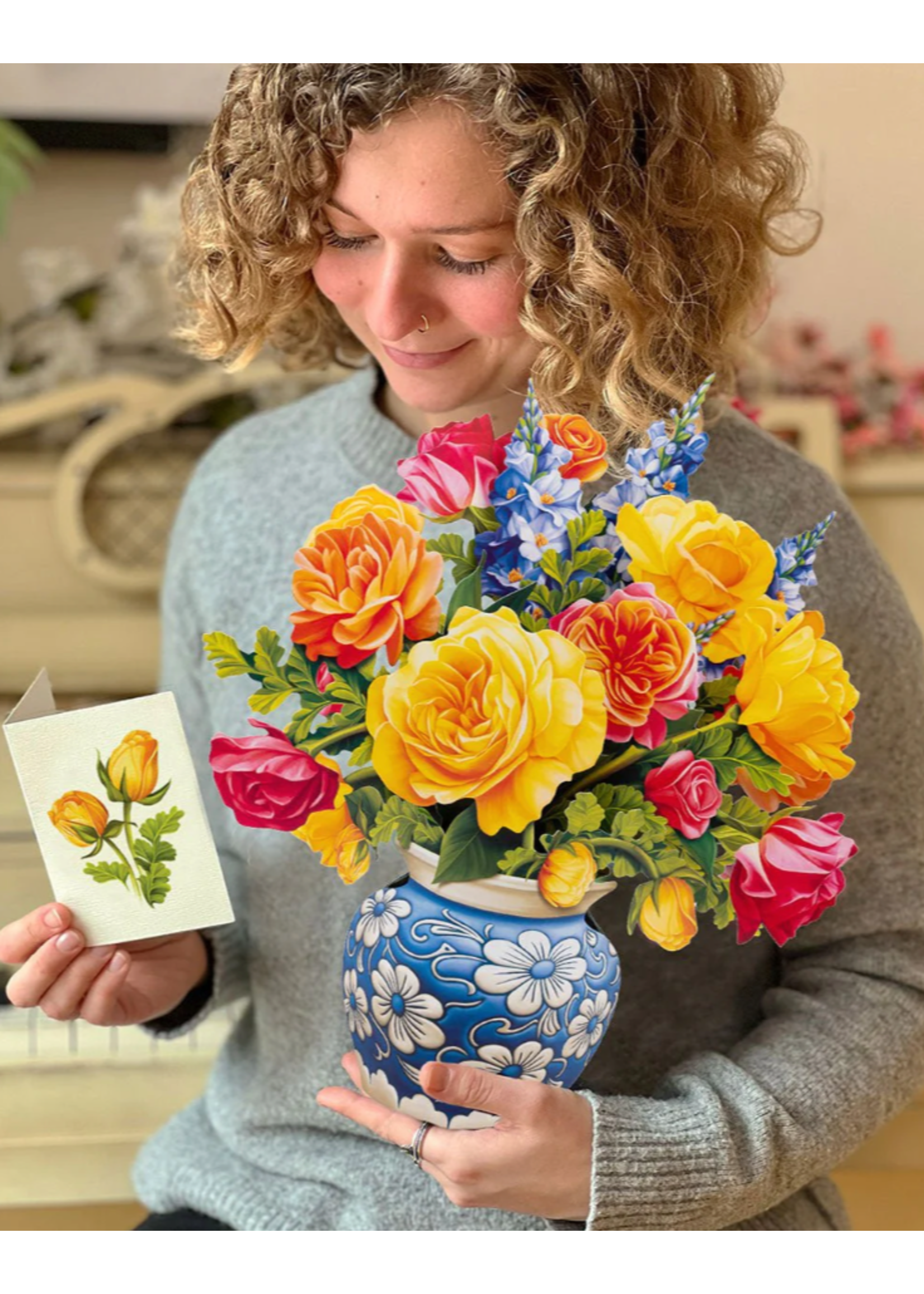 Fresh Cut Paper Sorbet Roses Pop Up Flower Bouquet