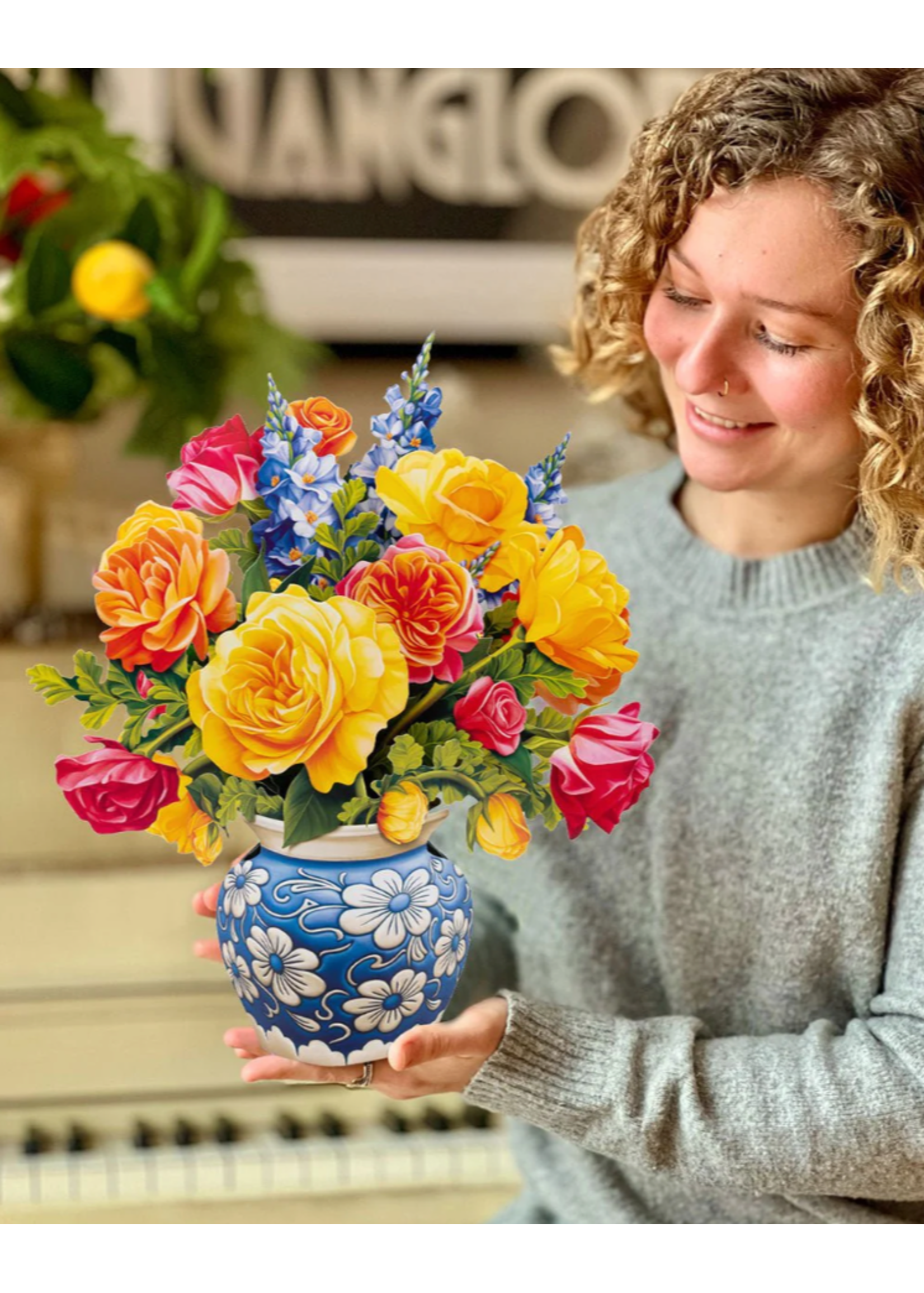 Fresh Cut Paper Sorbet Roses Pop Up Flower Bouquet