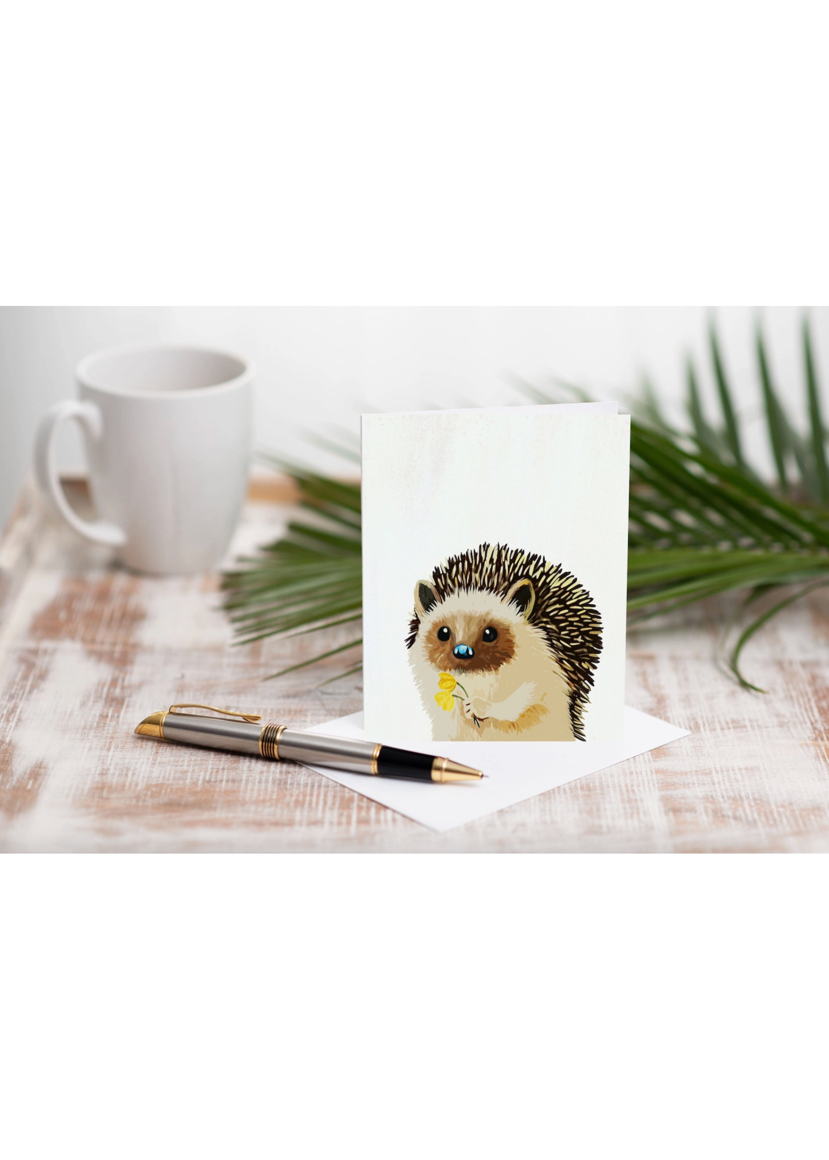 M. Kind Papersmith Hedgehog with Daffodils Greeting Card