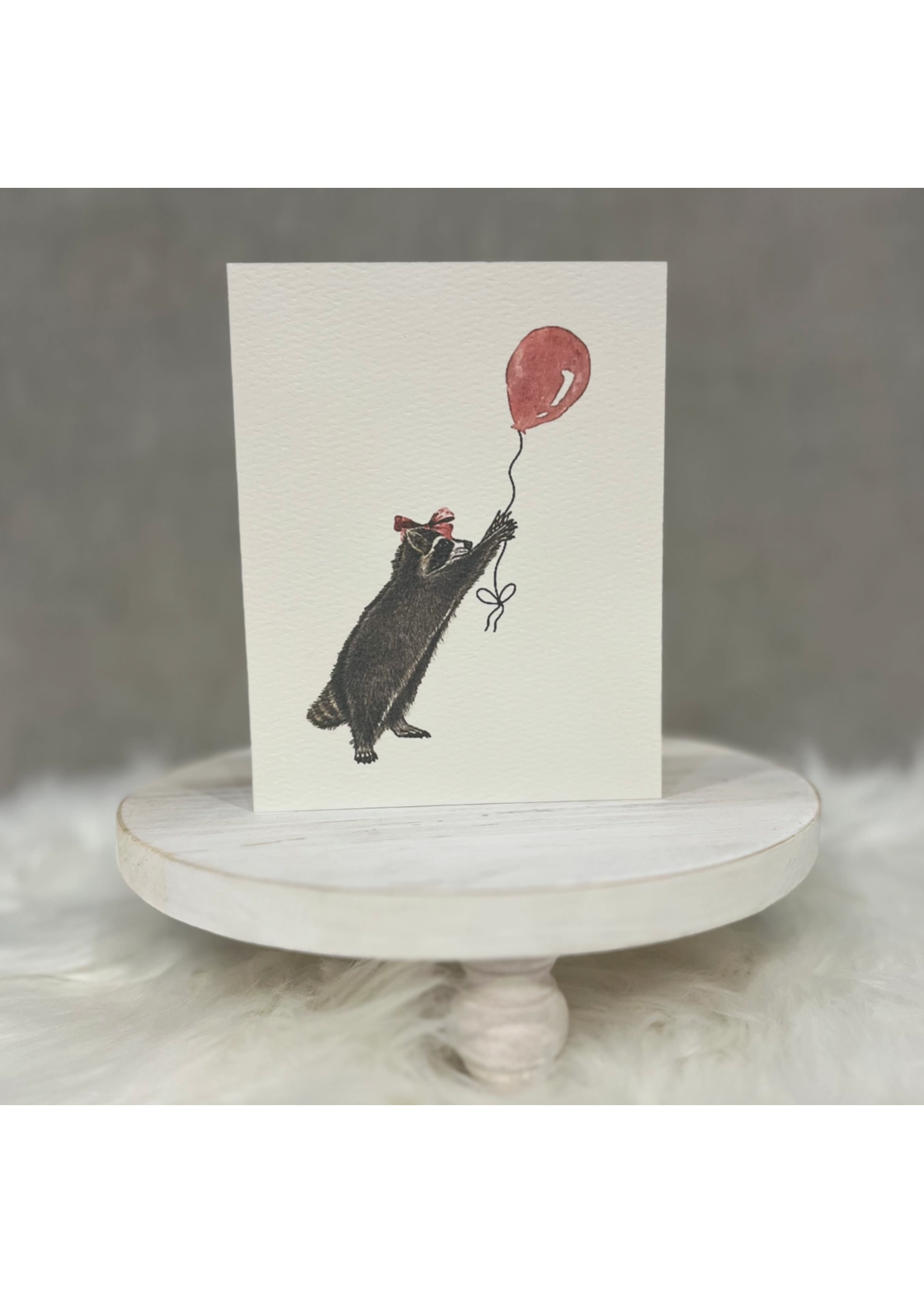 Paper Kuts Watercolour Raccoon with Red Balloon