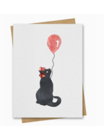 Paper Kuts Watercolour Black Cat with Red Balloon