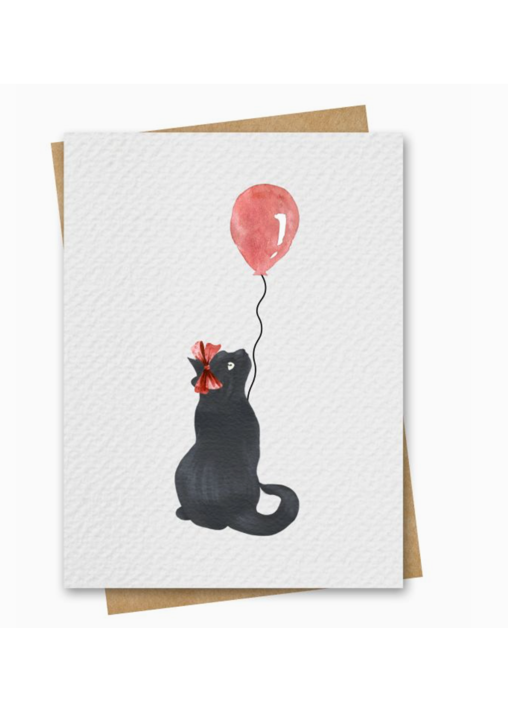 Paper Kuts Watercolour Black Cat with Red Balloon