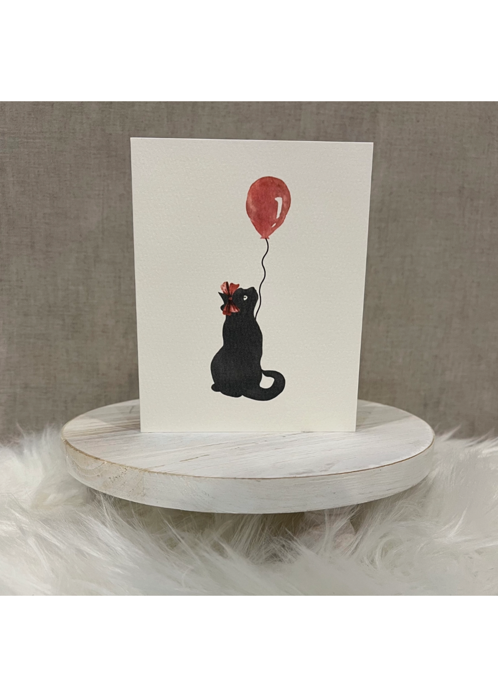 Paper Kuts Watercolour Black Cat with Red Balloon