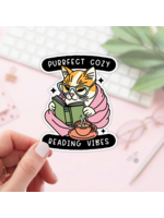Book Lover Merch Shop Purrfect Cozy Reading Vibes Vinyl Sticker
