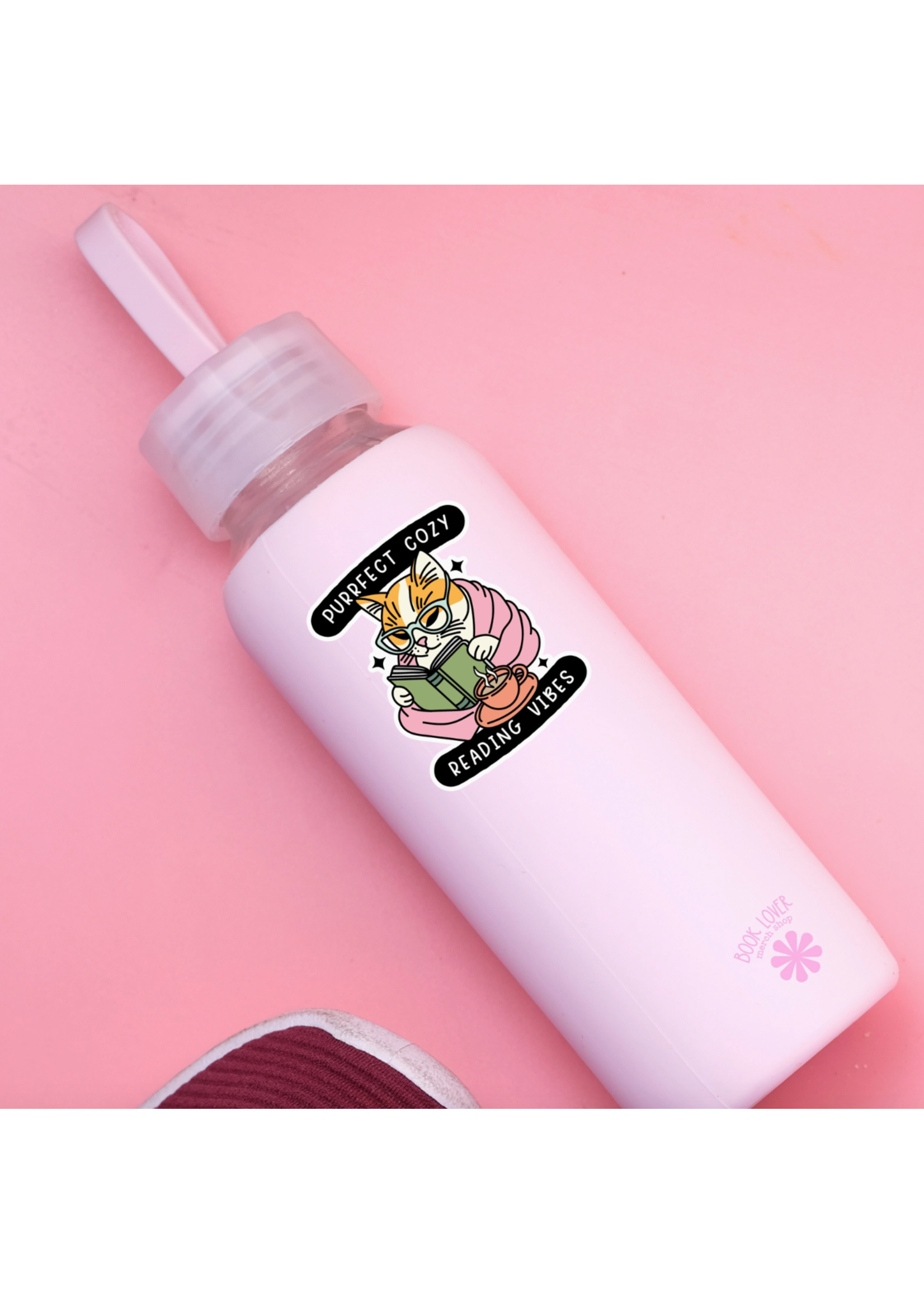 Book Lover Merch Shop Purrfect Cozy Reading Vibes Vinyl Sticker