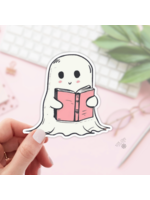 Book Lover Merch Shop Ghost Reading Book Vinyl Sticker