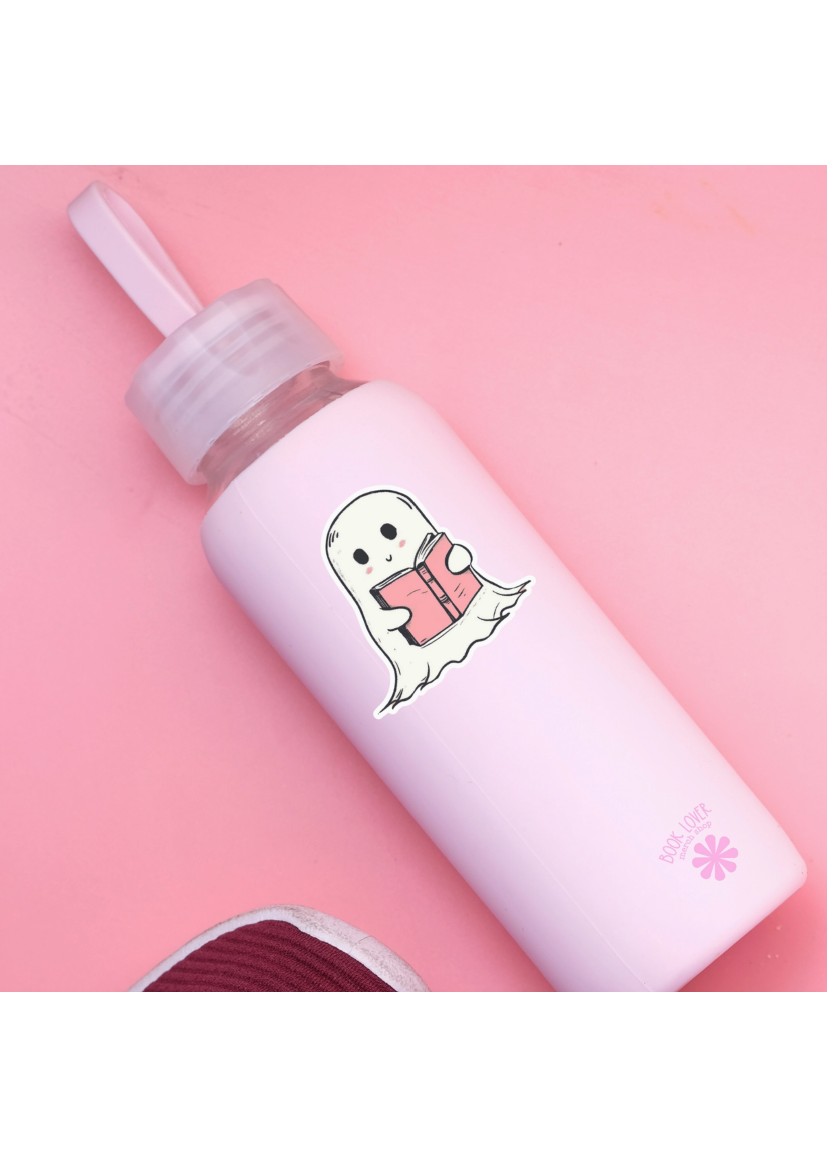 Book Lover Merch Shop Ghost Reading Book Vinyl Sticker