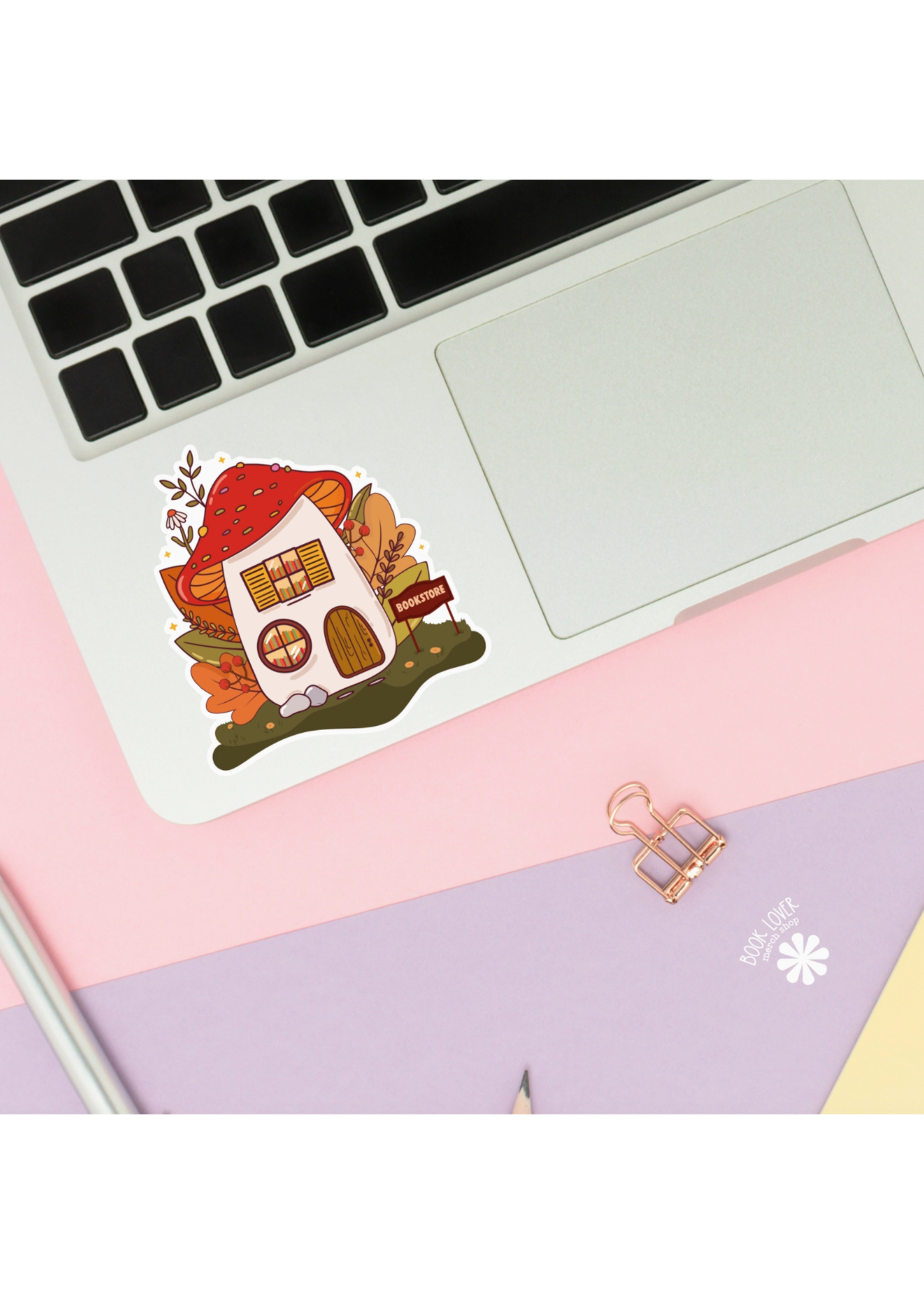Book Lover Merch Shop Mushroom Library Vinyl Sticker