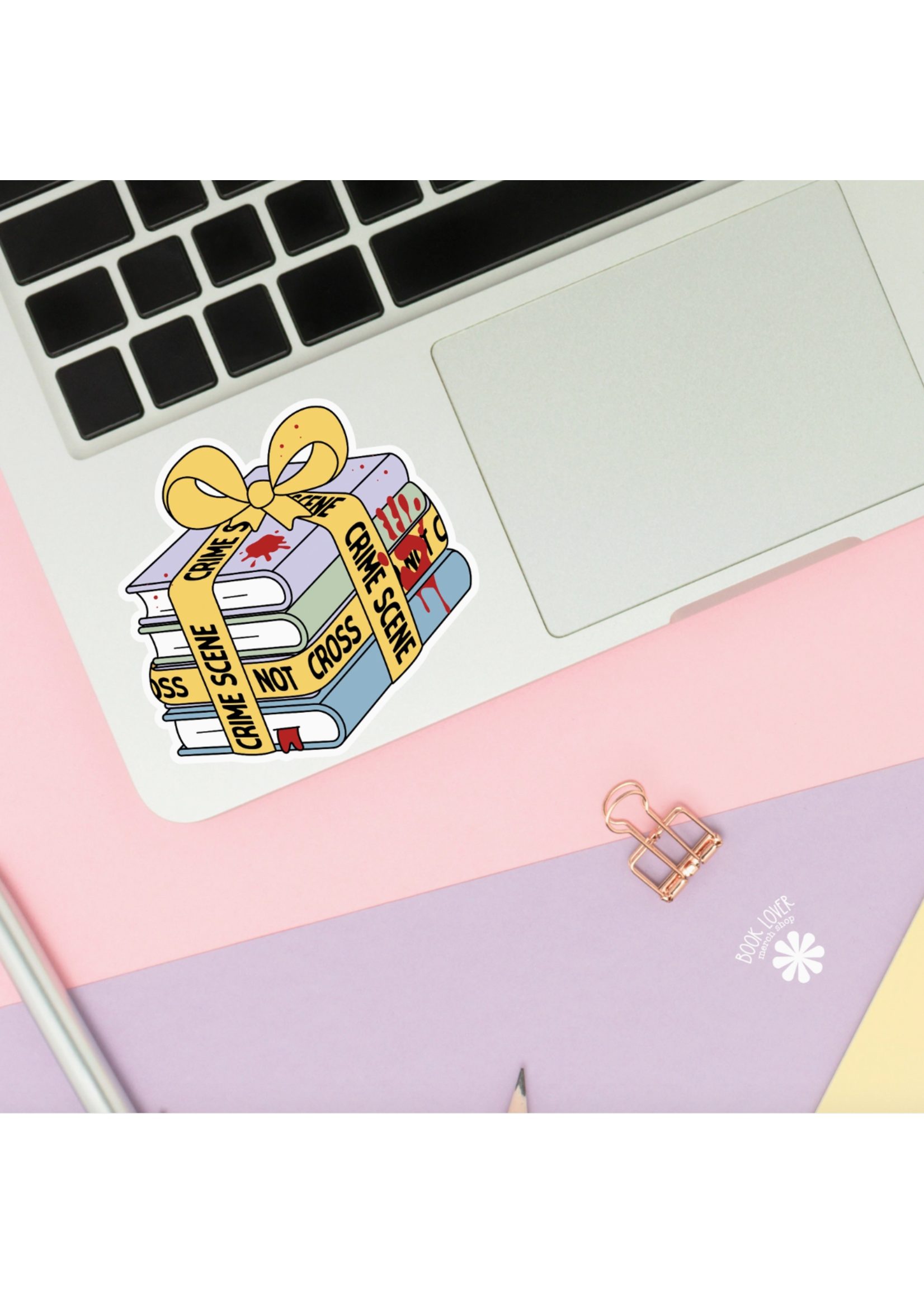 Book Lover Merch Shop Crime Scene Vinyl Sticker