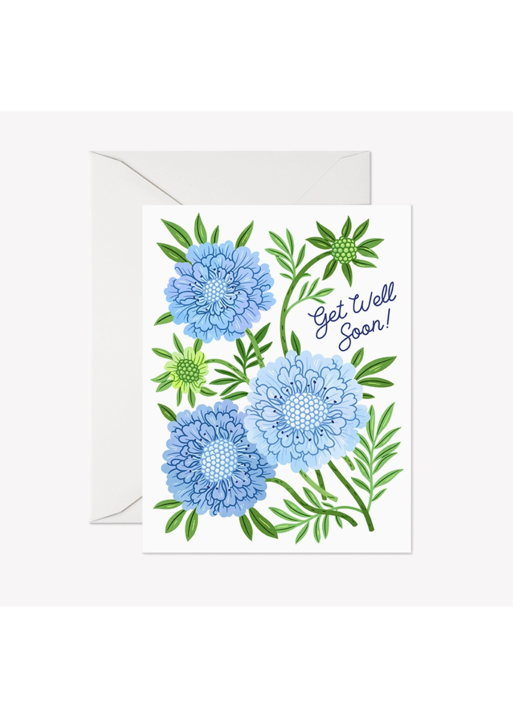 Linden Paper Co Get Well Soon Blue Flowers