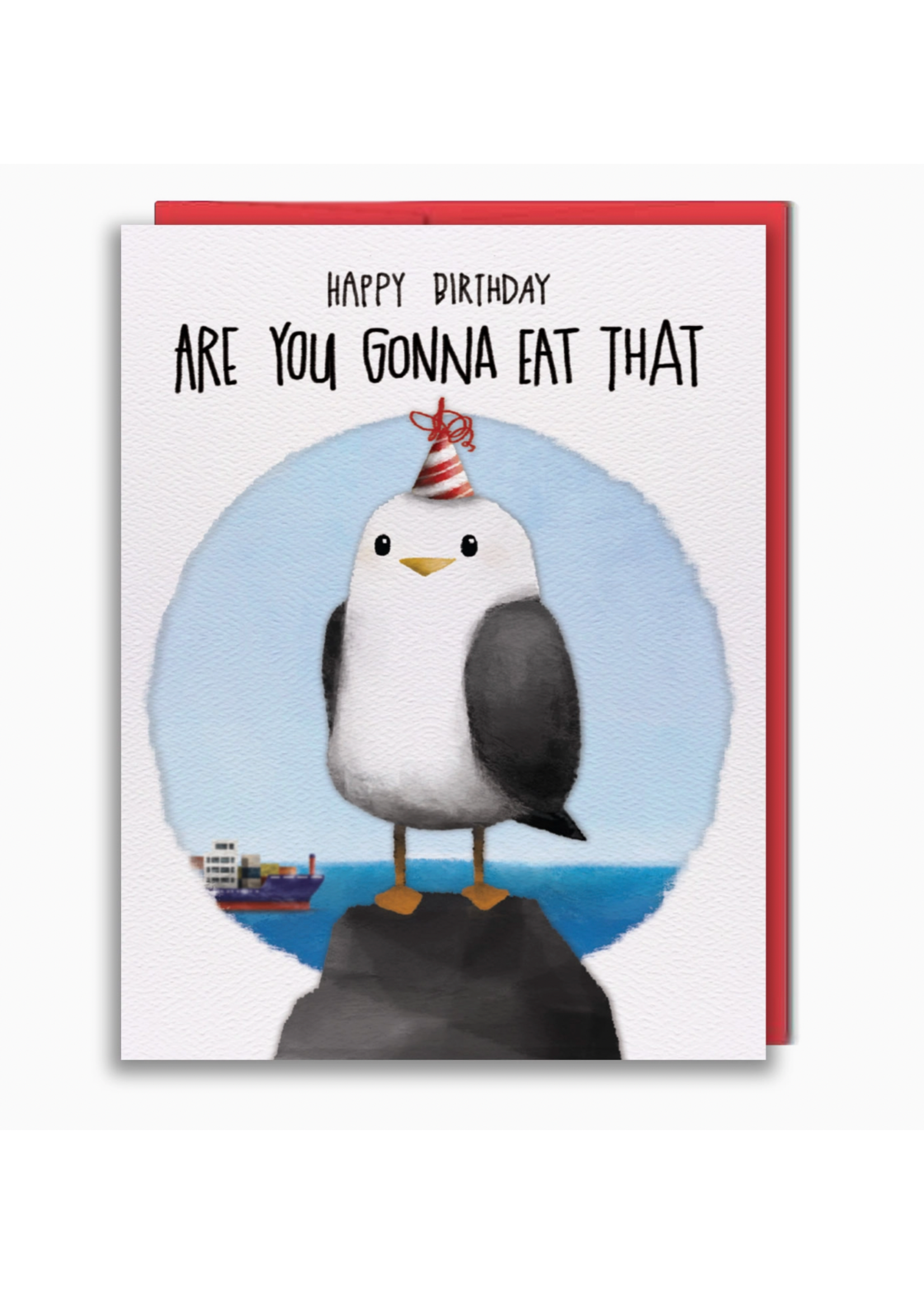 Studio Vcky Are You Gonna Eat That  Seagull Greeting Card