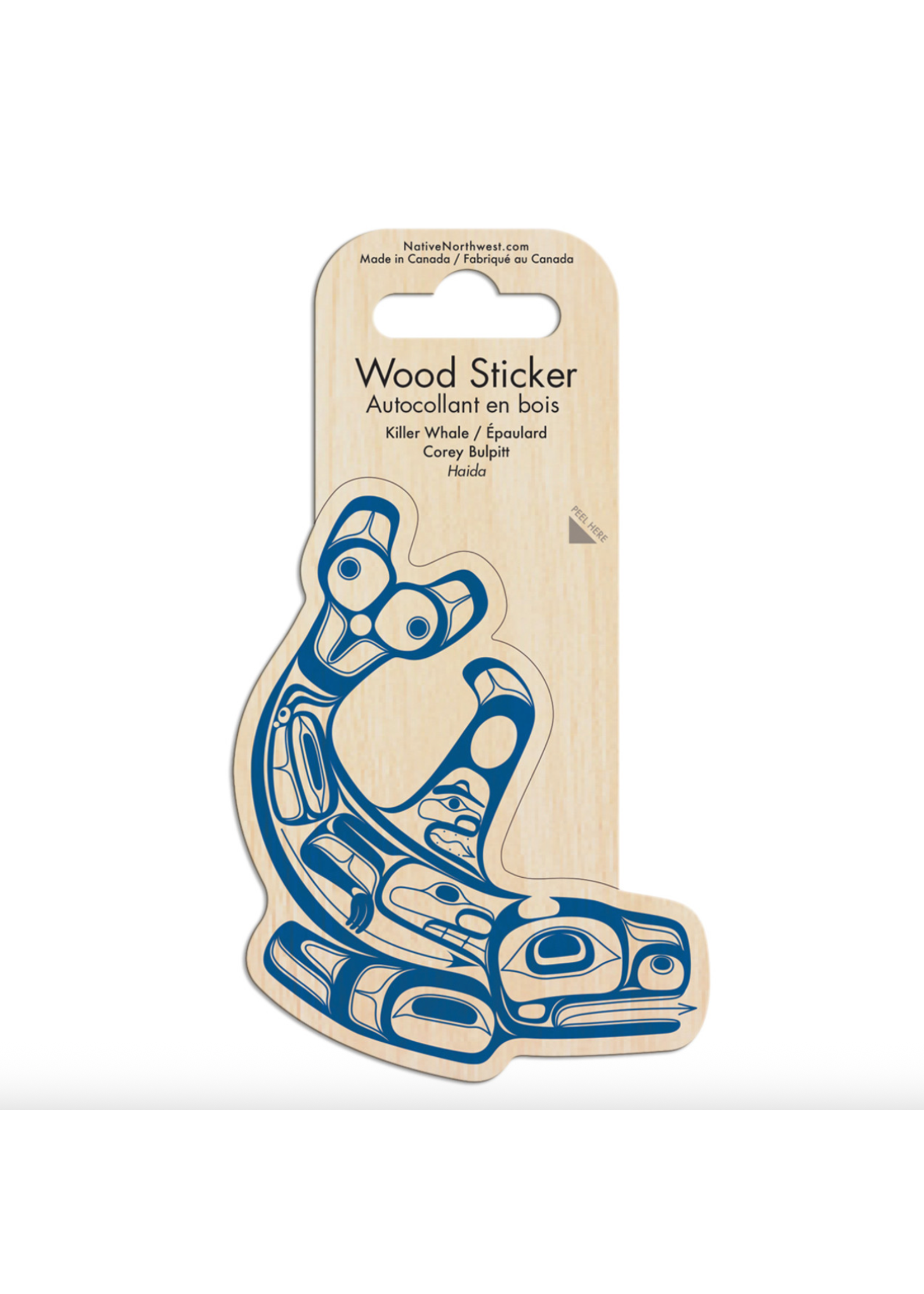 Native Northwest Wood Sticker Killer Whale by Corey Bulpitt