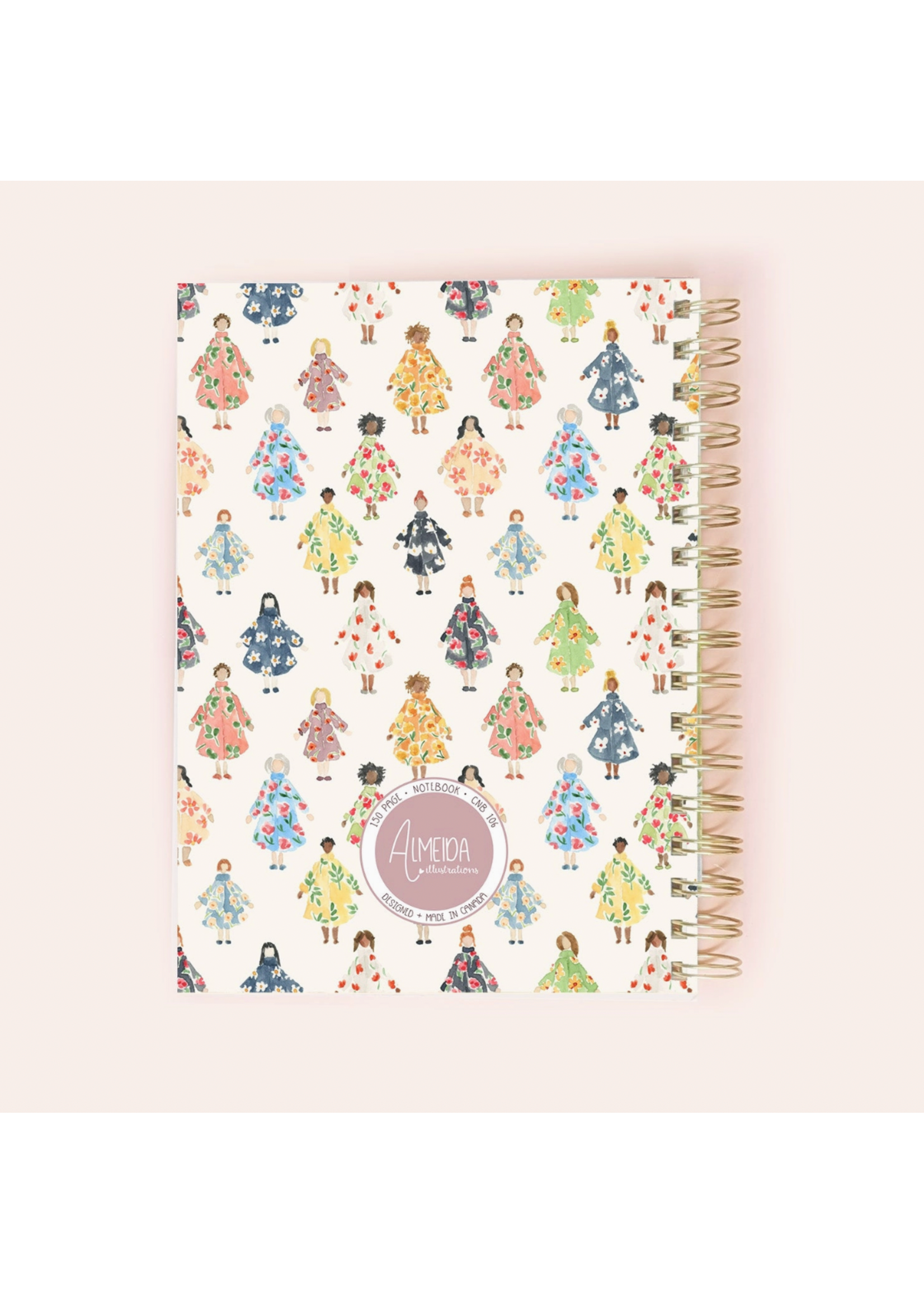 Almeida Illustrations The Flower Village Women Spiral Notebook 150 Lined Pages