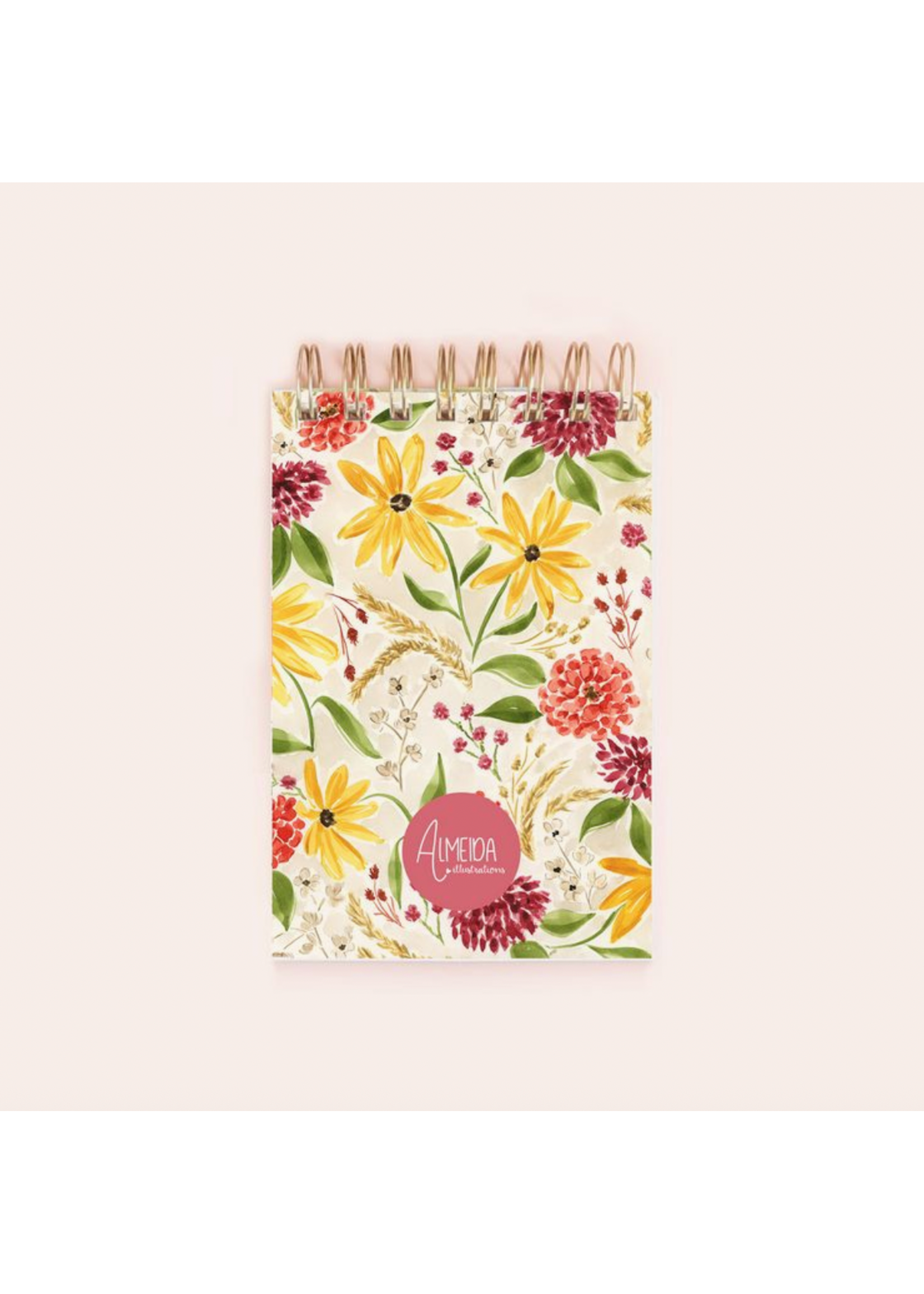 Almeida Illustrations Fall Florals Spiral Notepad 150 Lined Pages