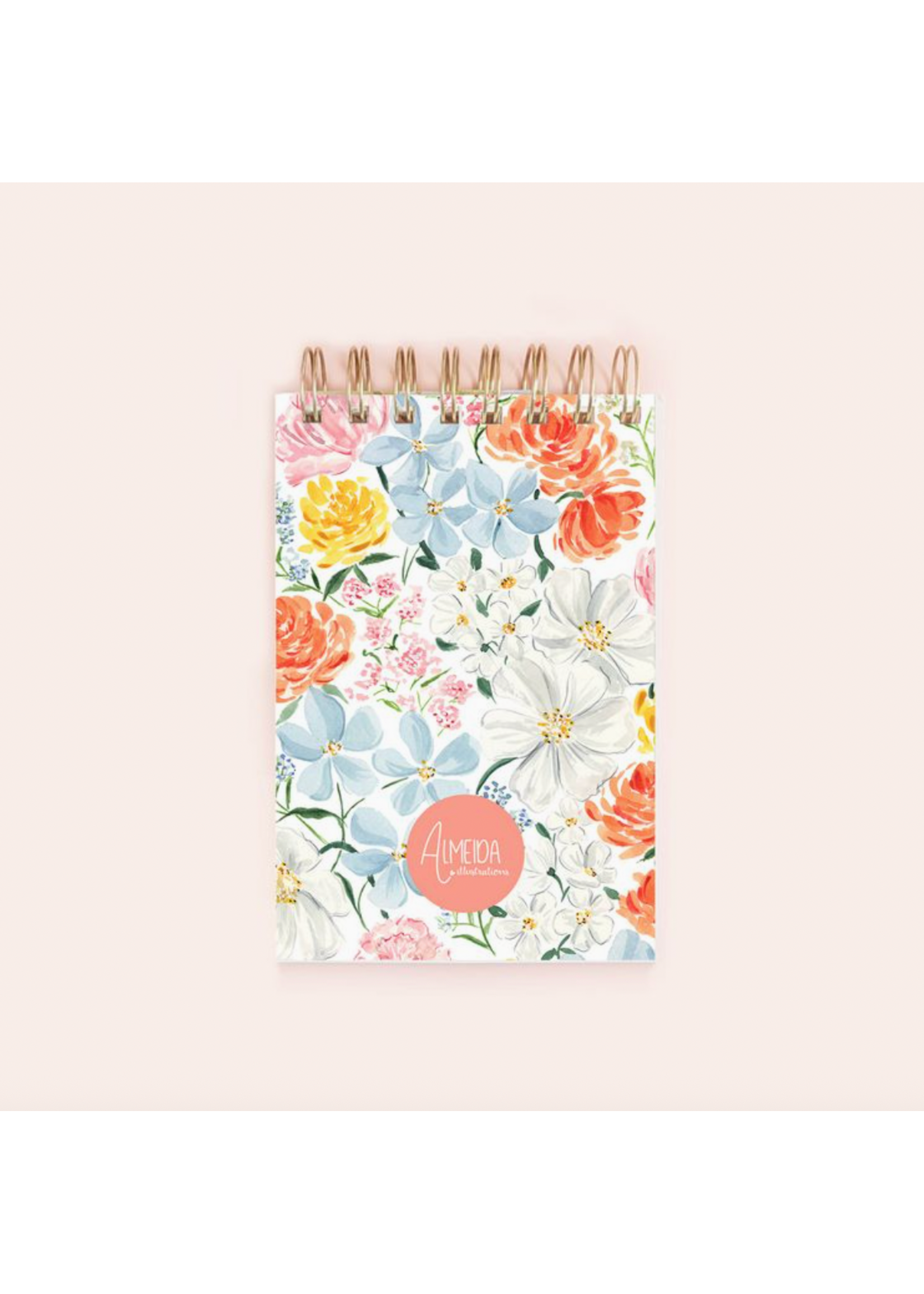 Almeida Illustrations Spring Blooms Spiral Notepad 150 Lined Pages