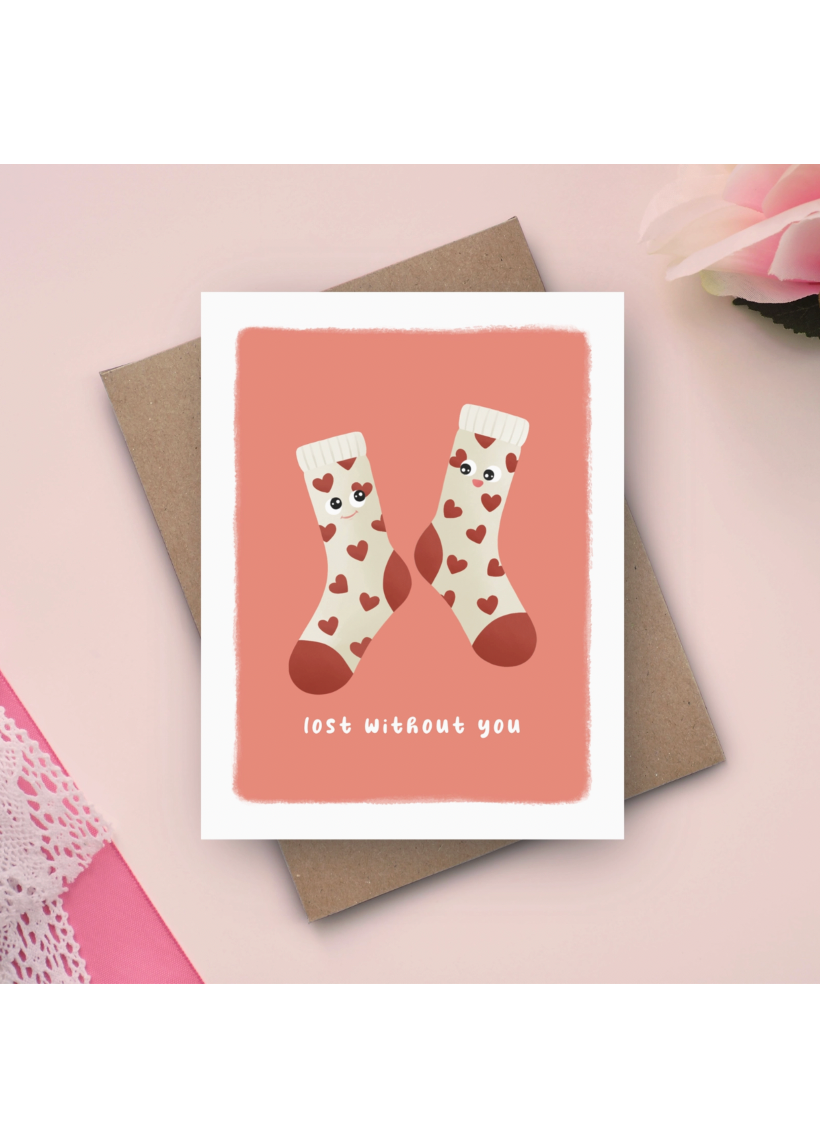 Pockets of Paper Lost Without You Greeting Card