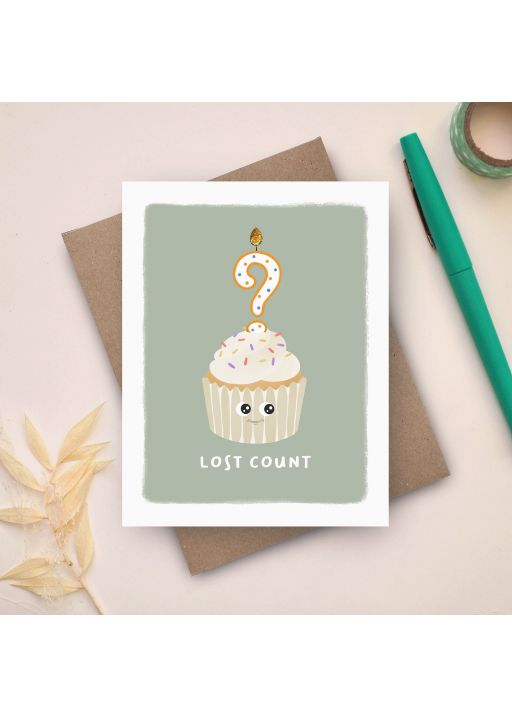 Pockets of Paper Lost Count Cupcake Greeting Card
