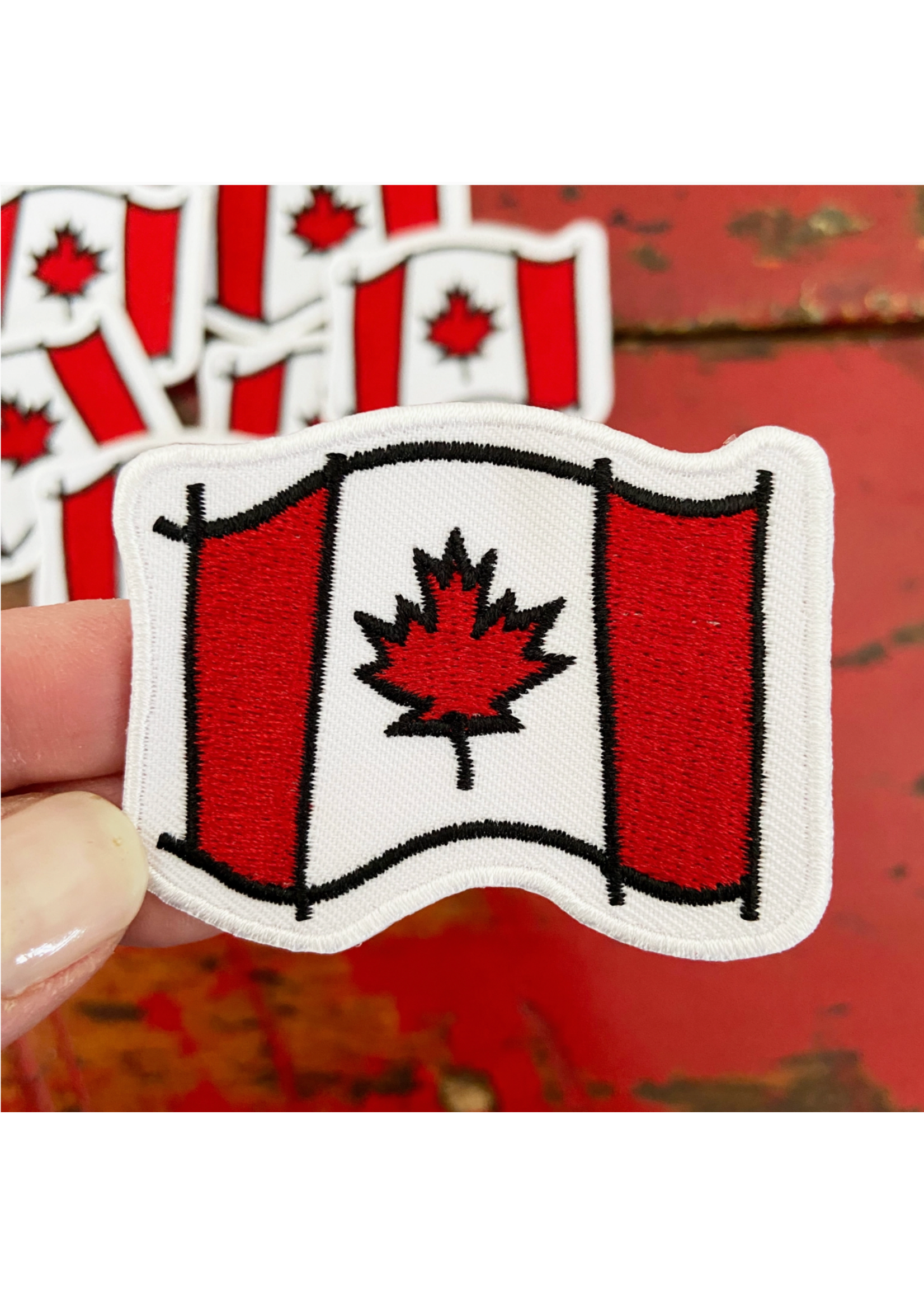 Carolyn Draws Canada Flag Embroidered Iron on Patch