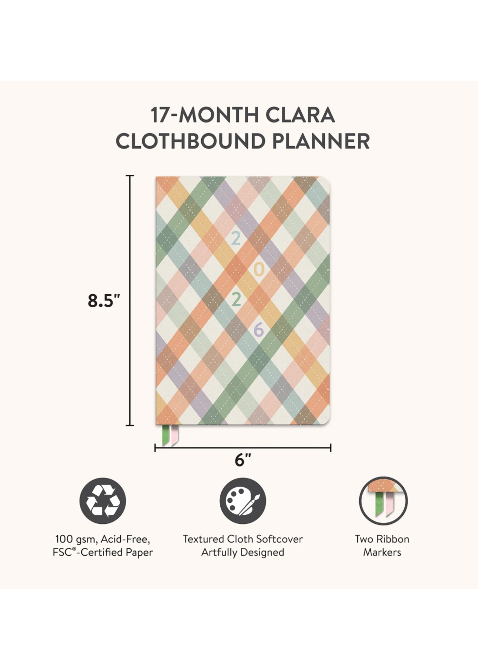 Studio Oh! As If Argyle Clara Clothbound Planner 2026