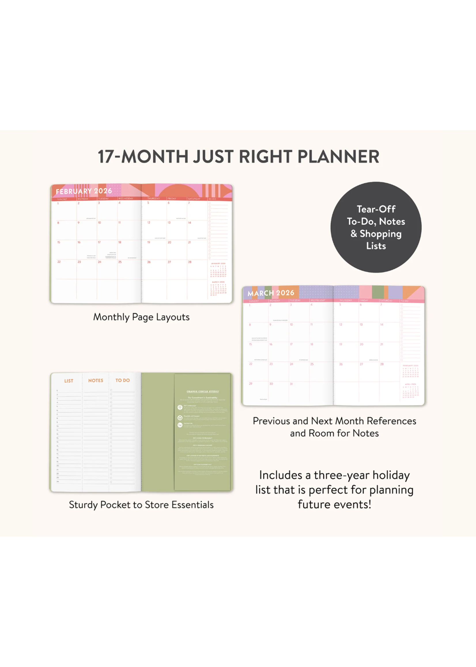 Studio Oh! 2026 Color Block Just Right Monthly Planner