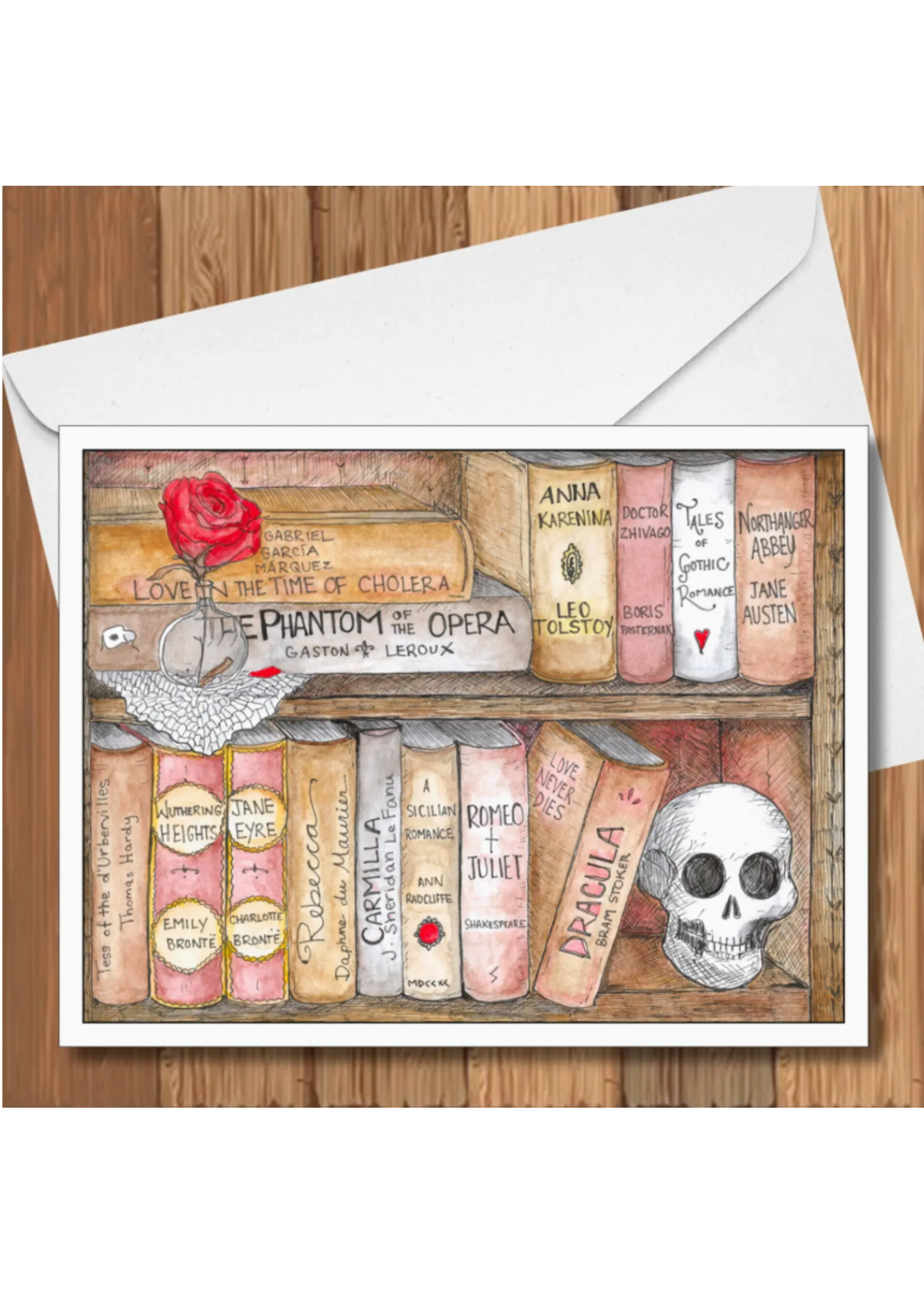 The Ghost of Kat Gothic Romance Book Shelf Greeting Card