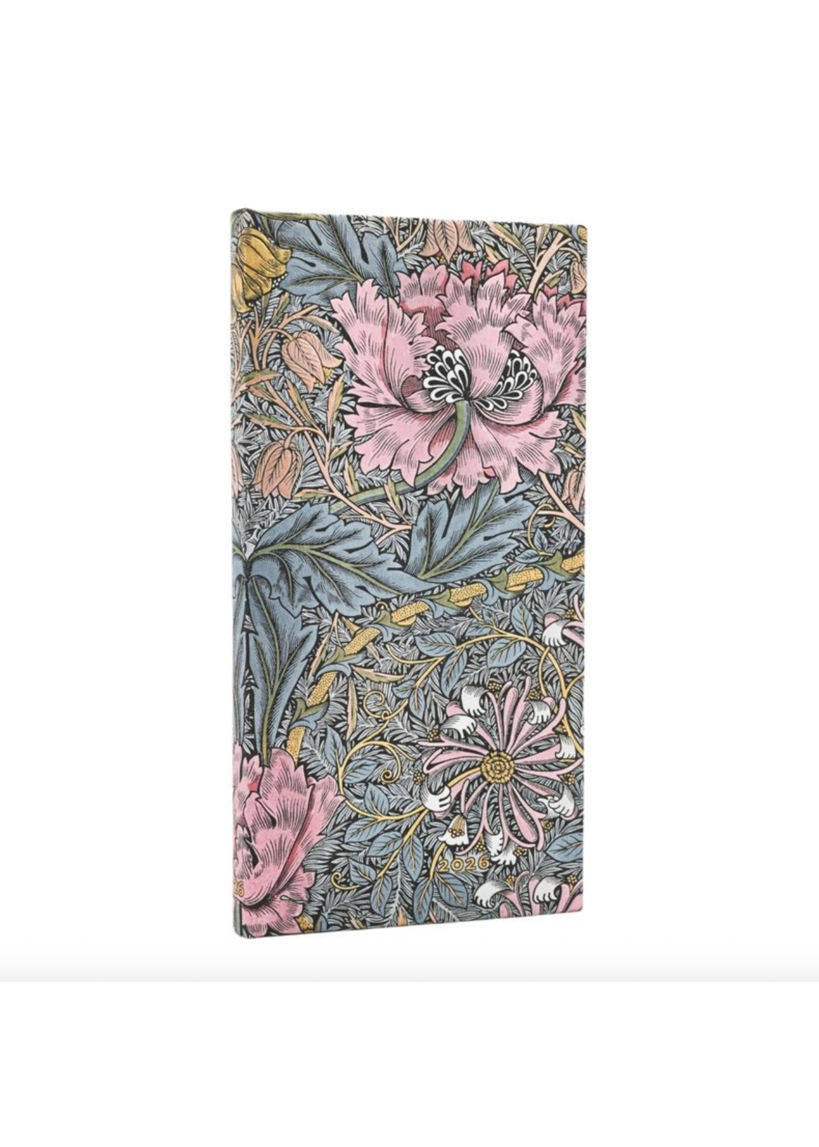 Paperblanks 2026 12 Month Planner Morris Pink Honeysuckle Slim