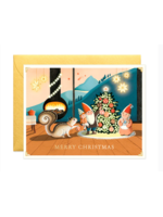 Joojoo Paper Tiny Cabin Christmas Elves Squirrel
