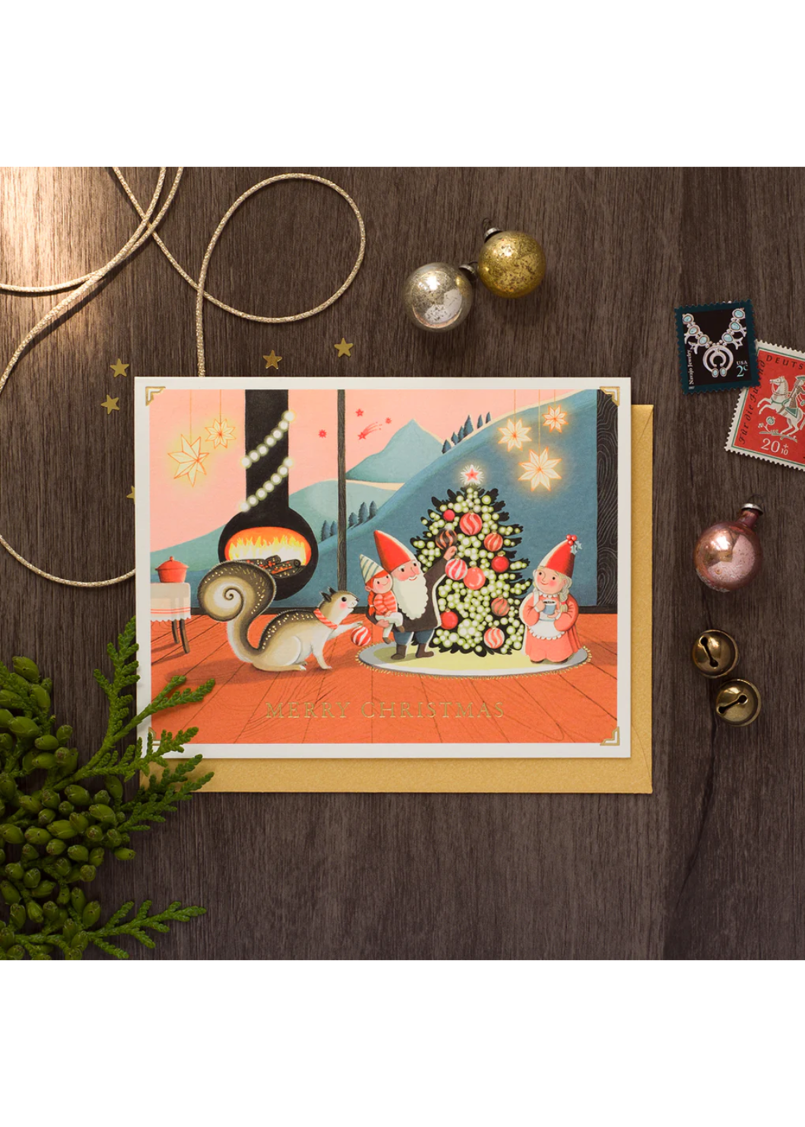 Joojoo Paper Tiny Cabin Christmas Elves Squirrel