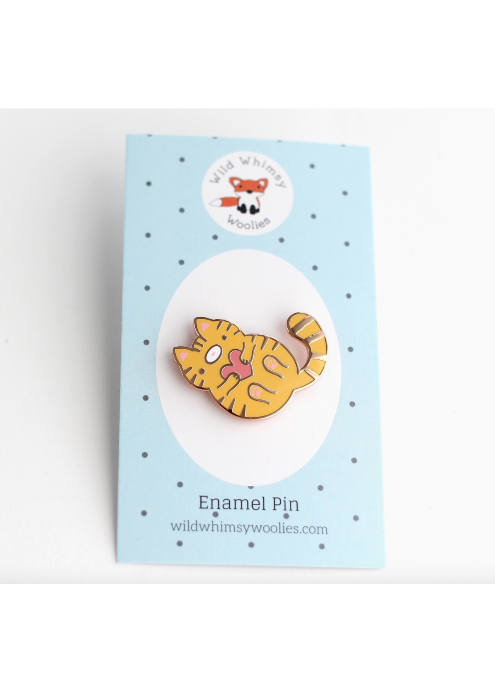 Wild Whimsy Woolies Orange Tabby Cat Enamel Pin