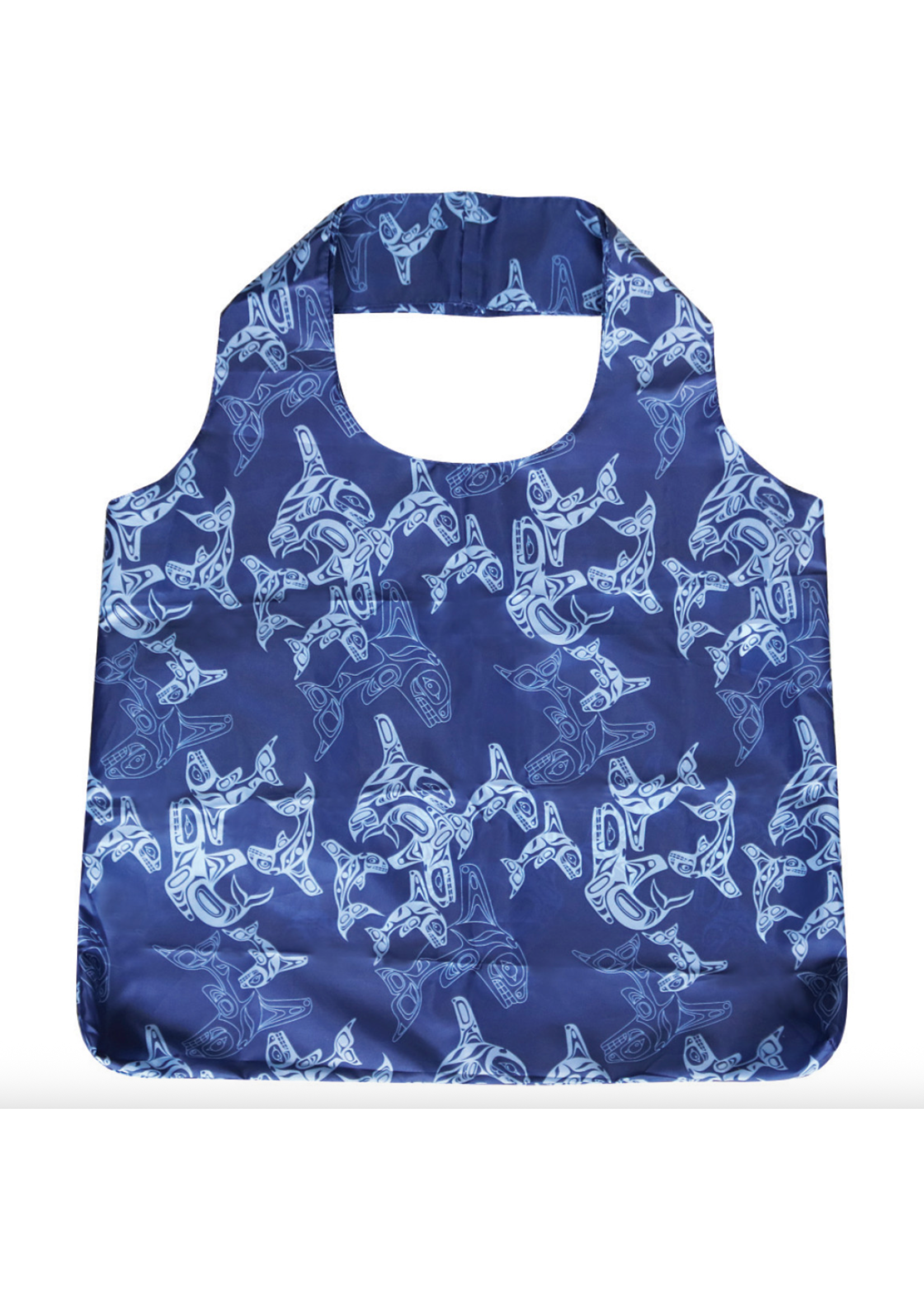 Native Northwest Foldable Shopping Bag Orca Family by Paul Windsor
