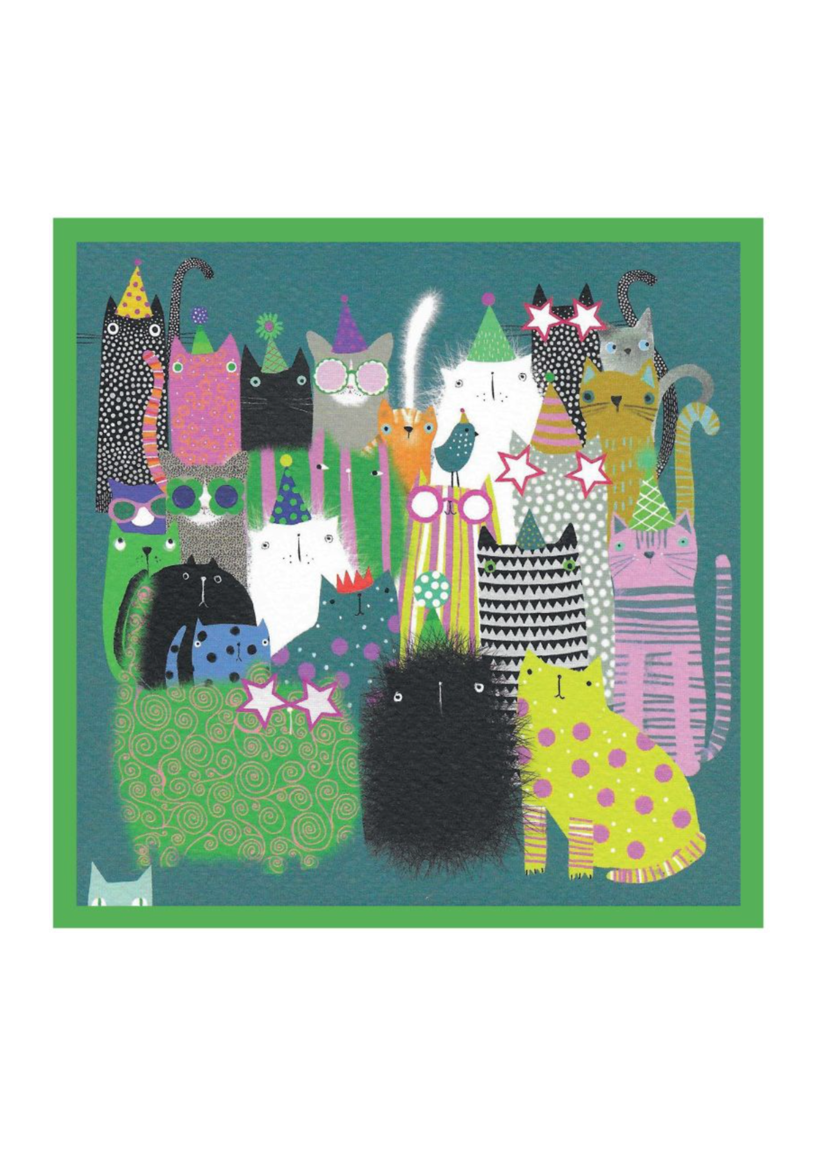 Cinnamon Aitch Cat Party Margo Greeting Card