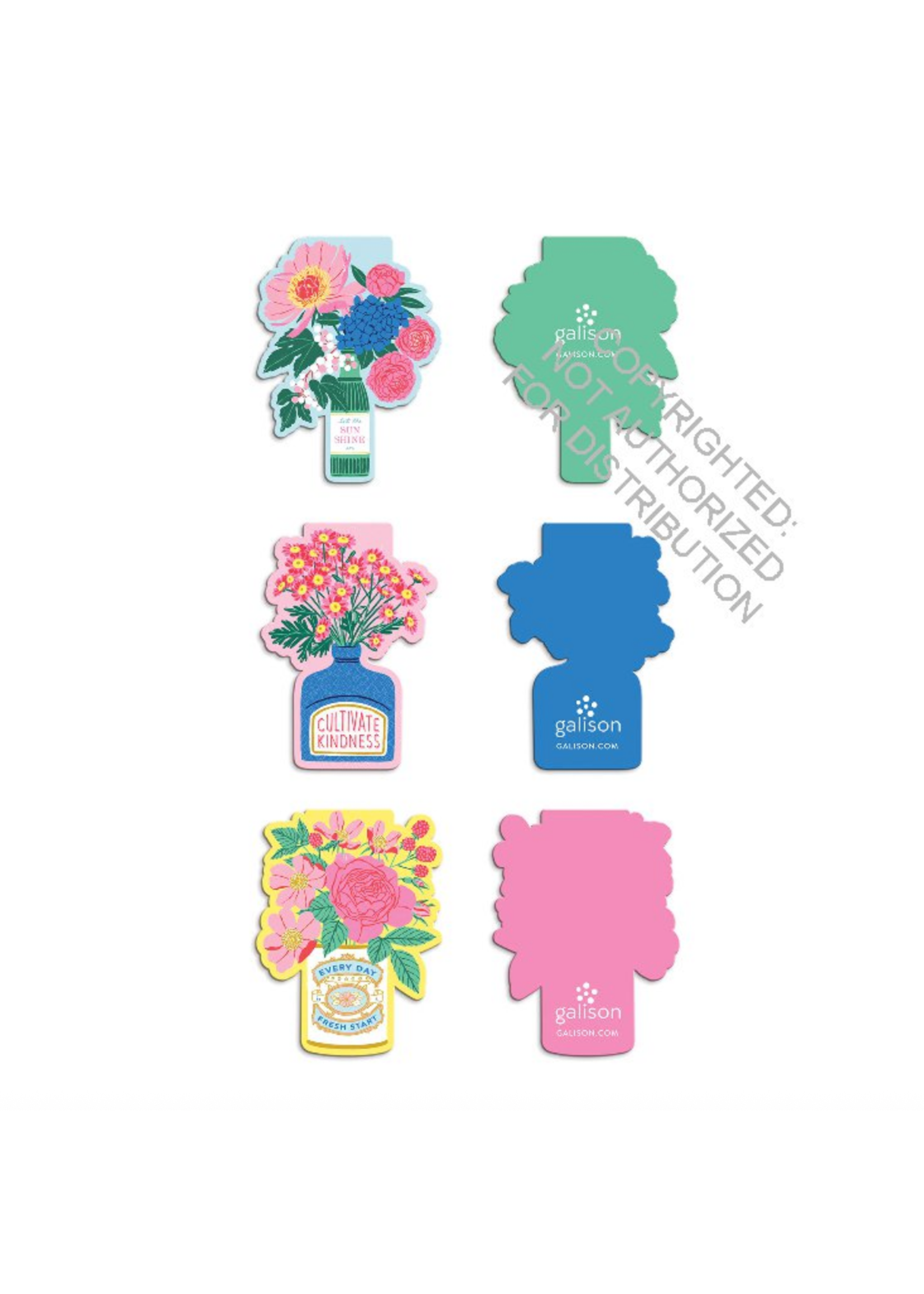 Galison Ever Upward Florals Magnetic Bookmarks - Pack with 3 Magnets