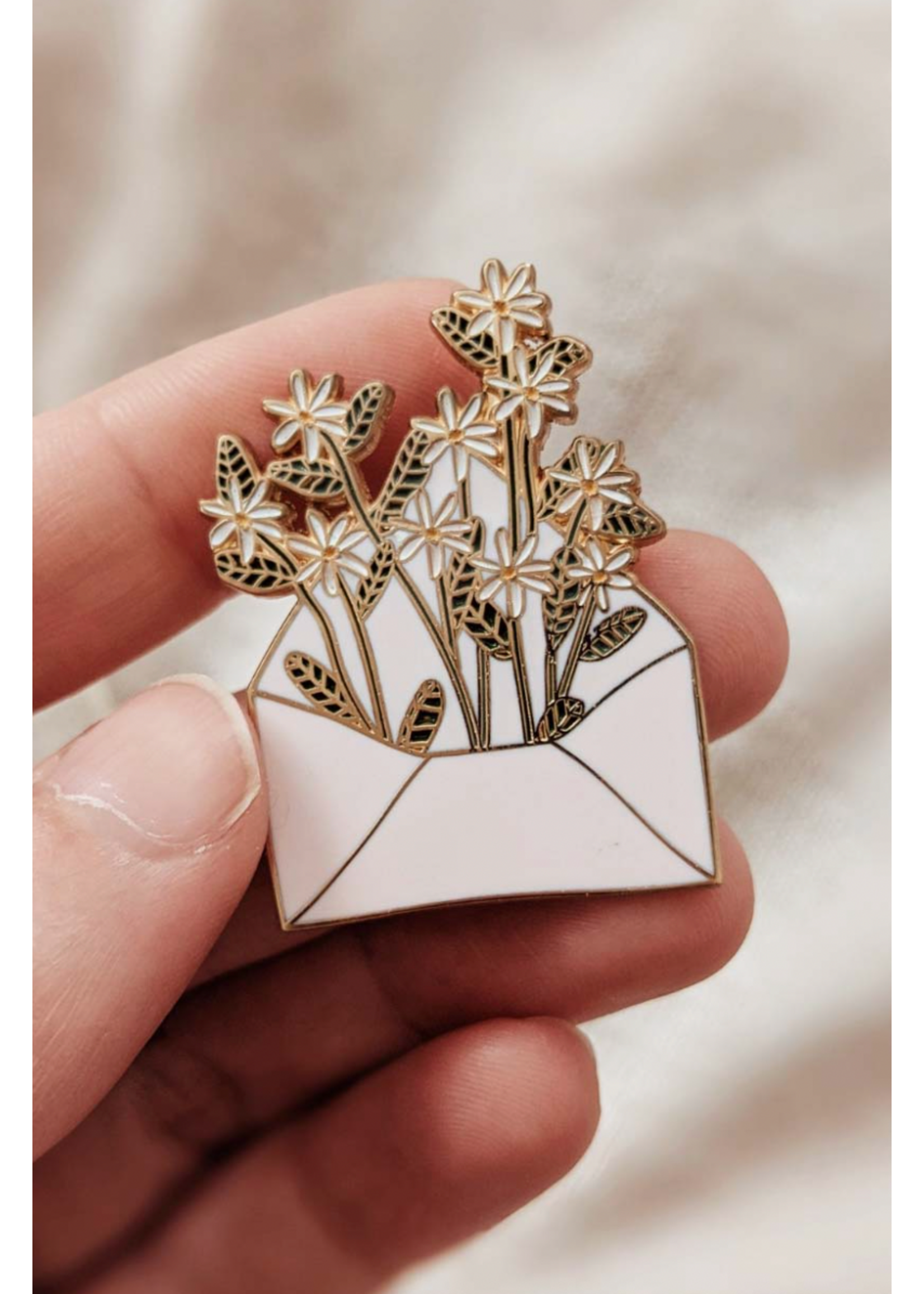 Mimi and August Letter Full of Flowers Enamel Pin