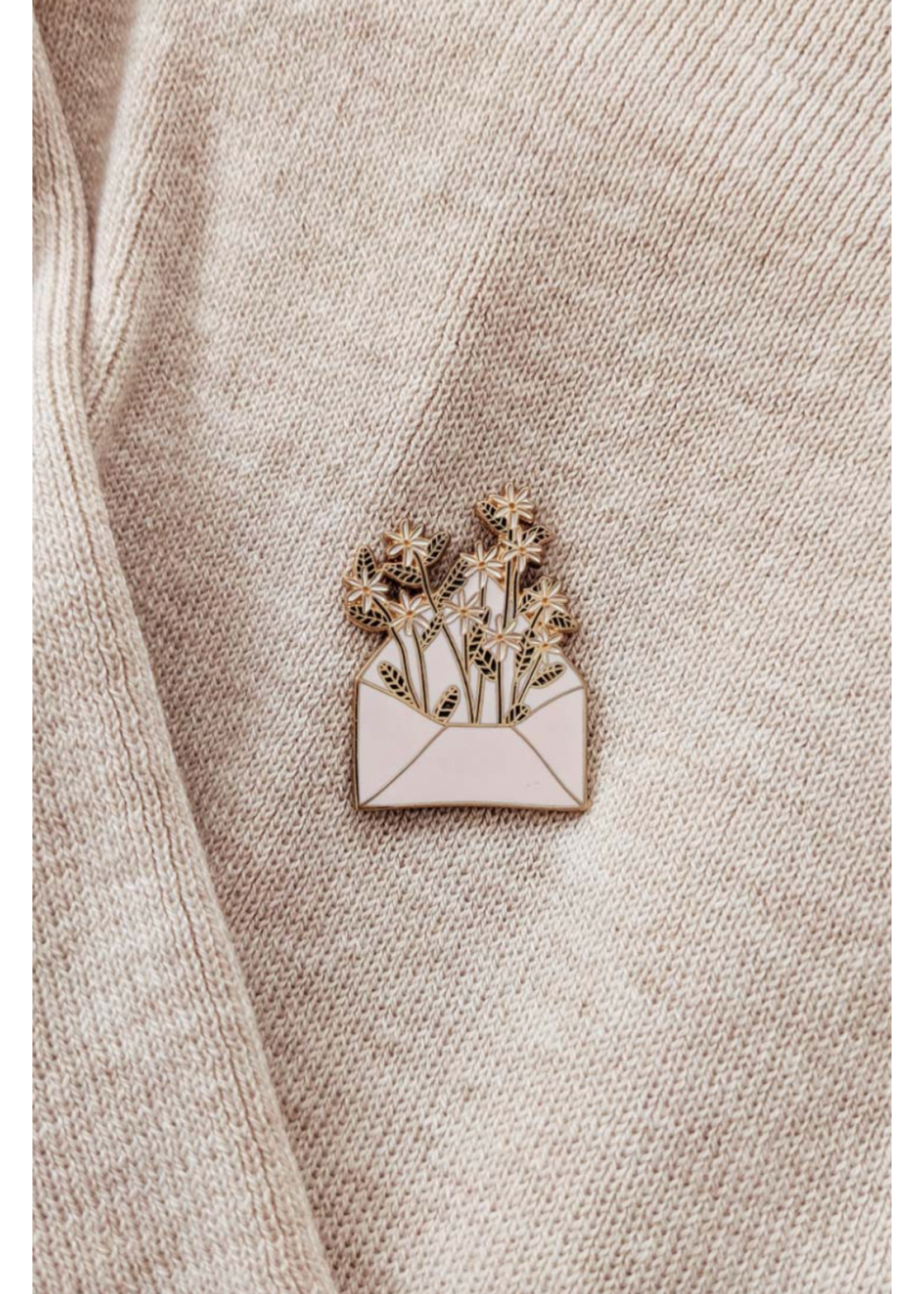 Mimi and August Letter Full of Flowers Enamel Pin