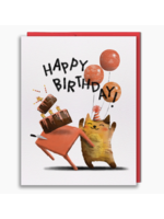 Studio Vcky Cat Flips Table Happy Birthday