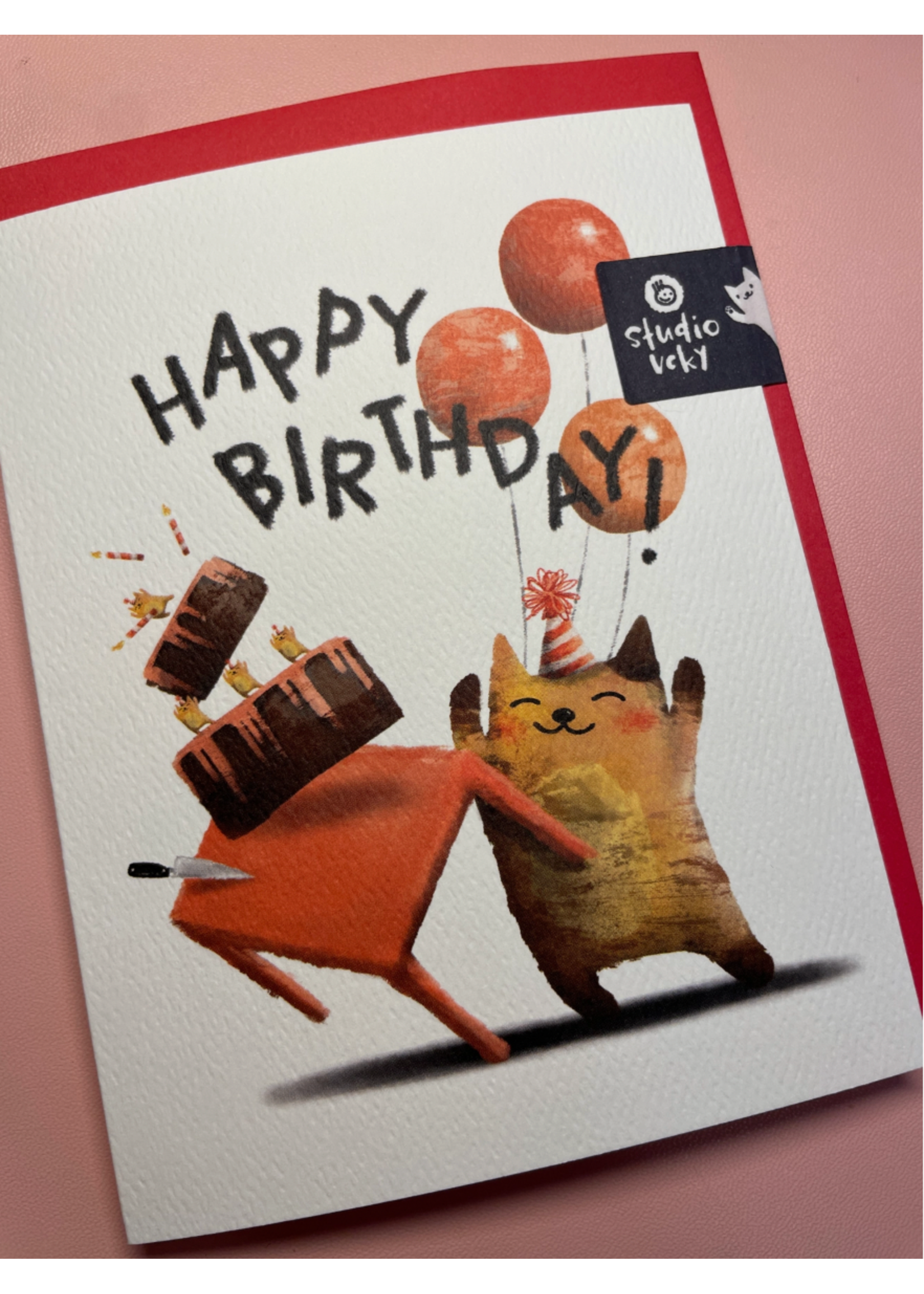 Studio Vcky Cat Flips Table Happy Birthday