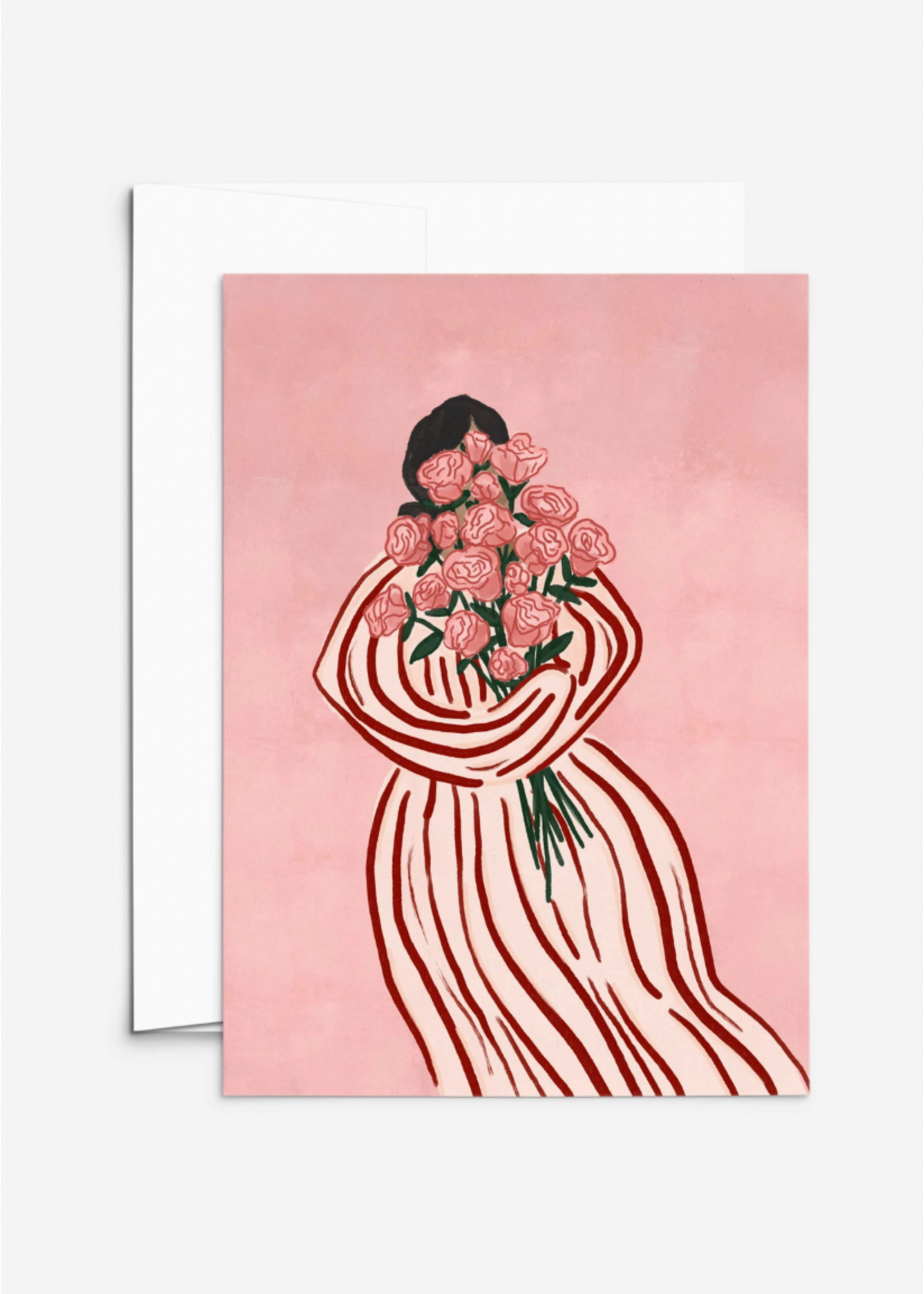 Mimi and August Bouquet of Roses Woman Greeting Card