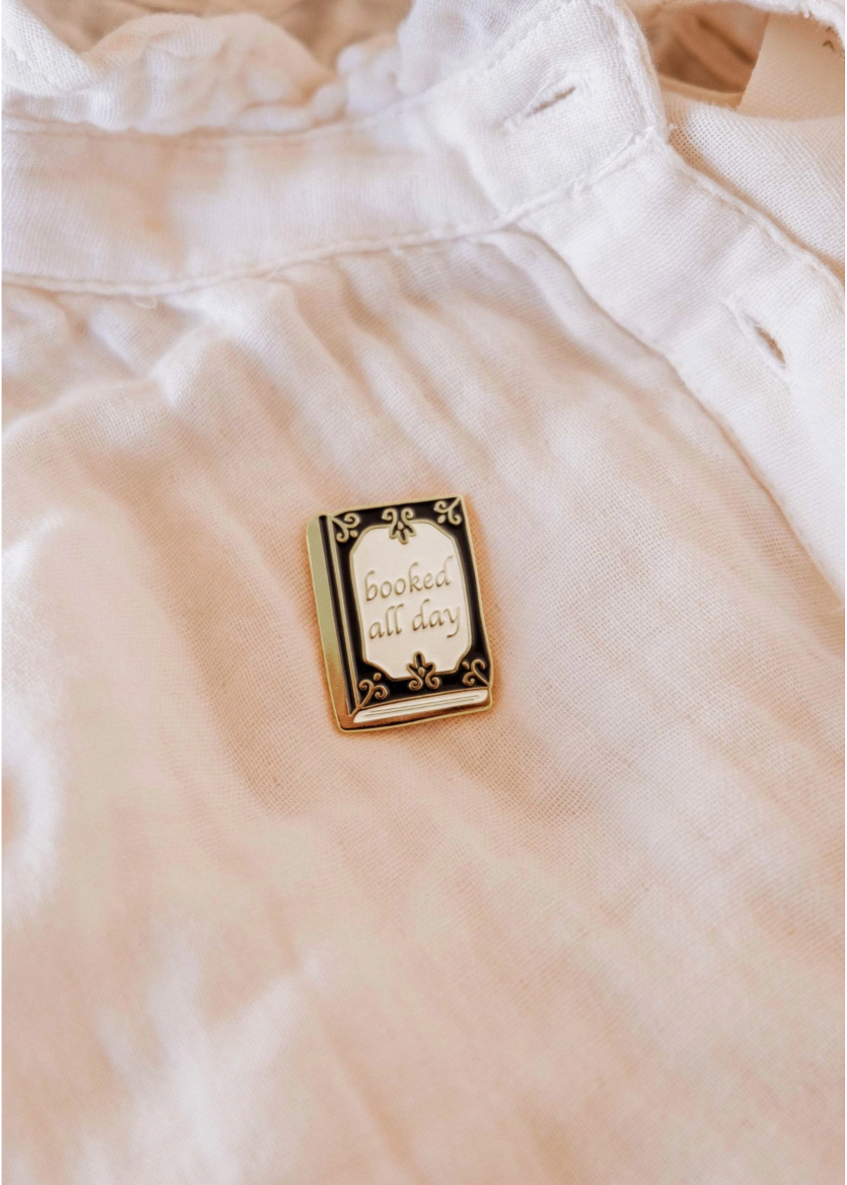 Mimi and August Booked All Day Enamel Pin