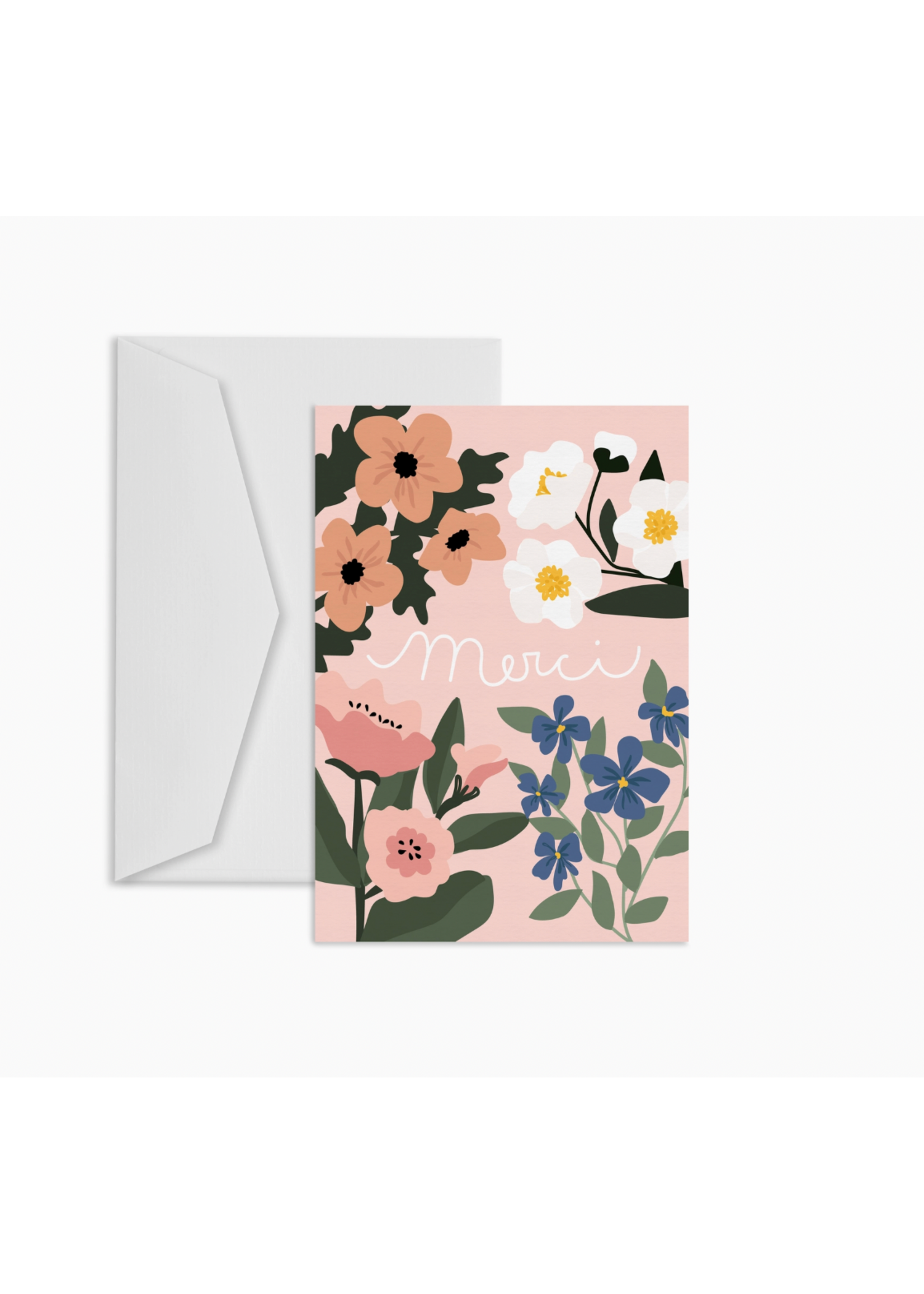 Mimi and August Merci Flowers Greeting Card