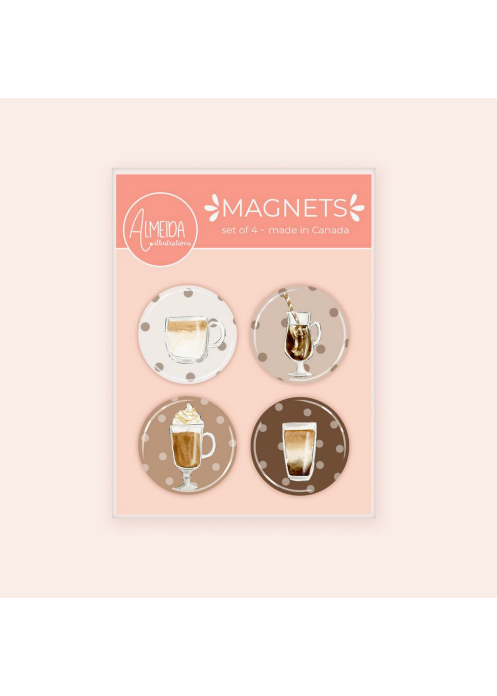Almeida Illustrations Coffee Lover 4 Magnet Set