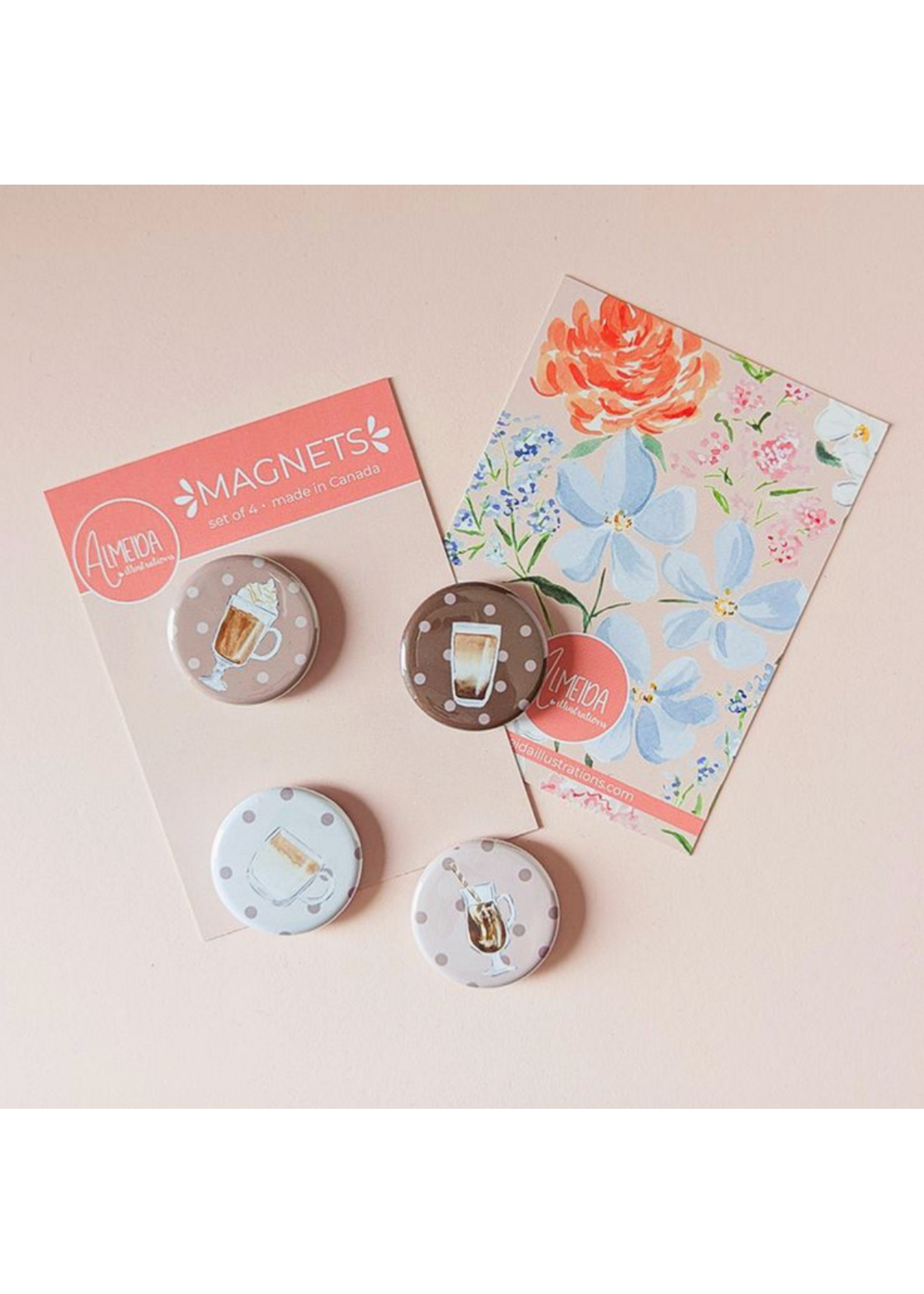 Almeida Illustrations Coffee Lover 4 Magnet Set
