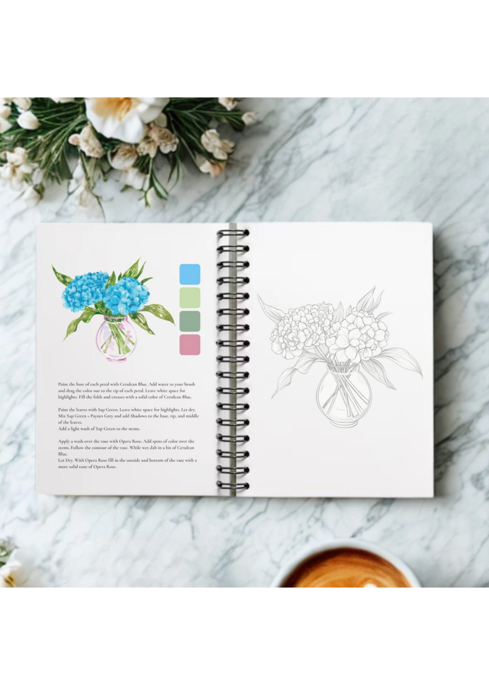 Willow Wolfe Bold Flowers Watercolour Workbook