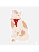 Marie-Lise Illustration Chat et Sakuras Sticker