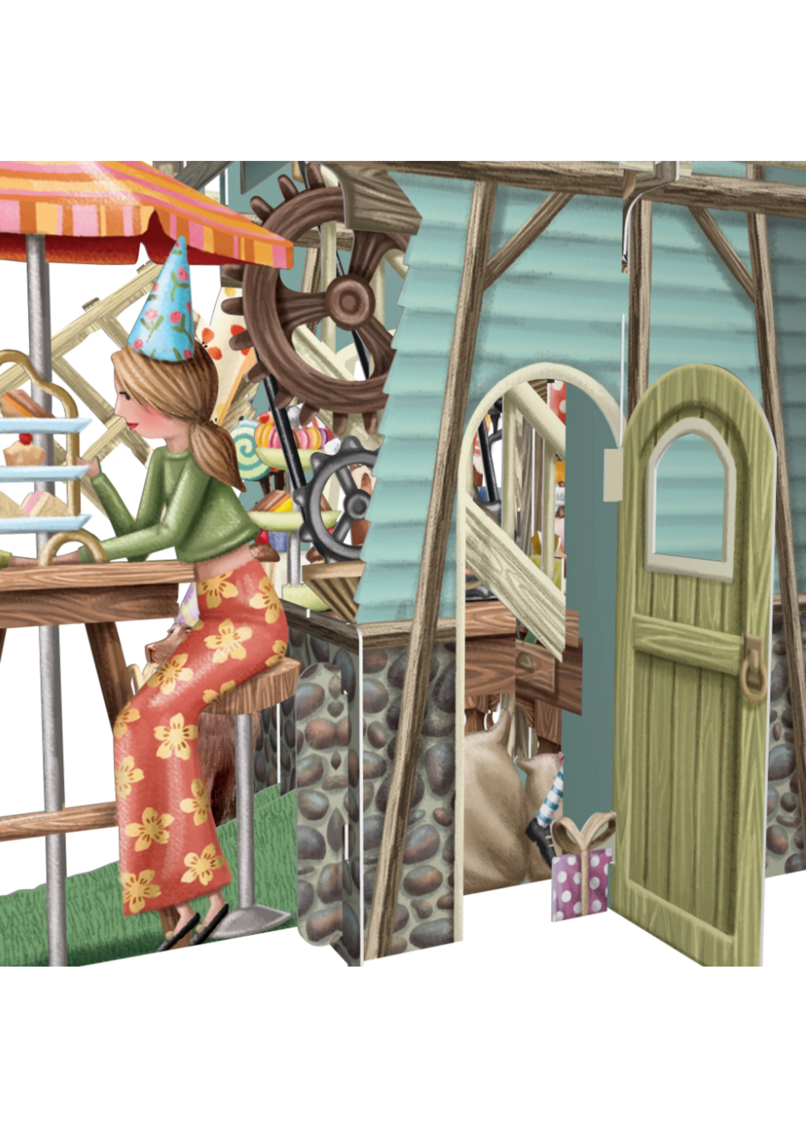 Paper D'Art 3D Pop Up Card The Windmill Tea Shop