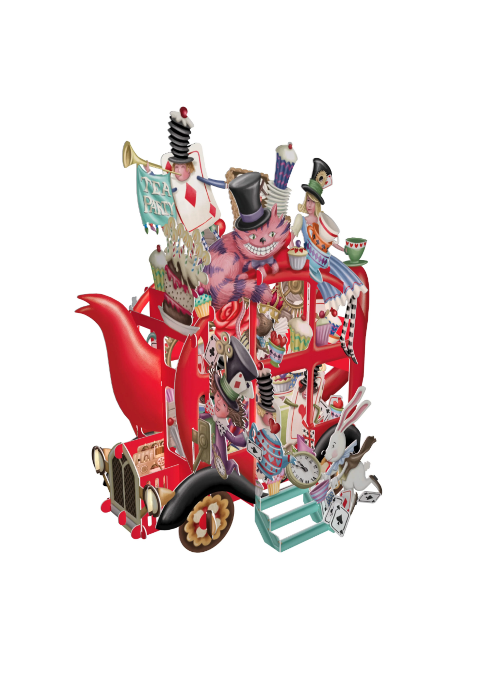 Paper D'Art 3D Pop Up Card Alice's Teapot