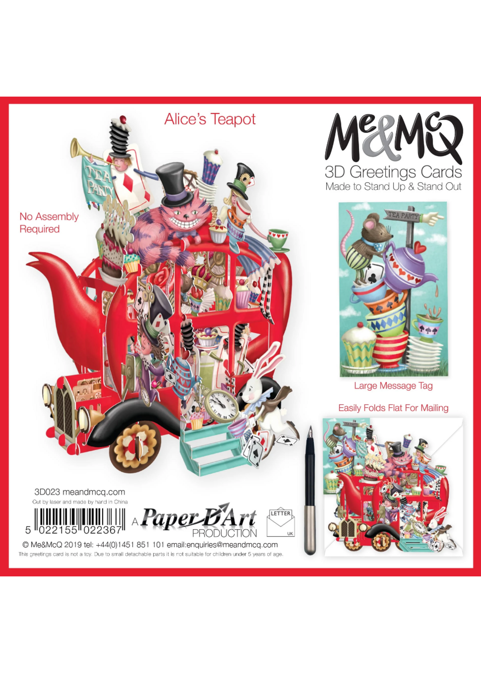 Paper D'Art 3D Pop Up Card Alice's Teapot