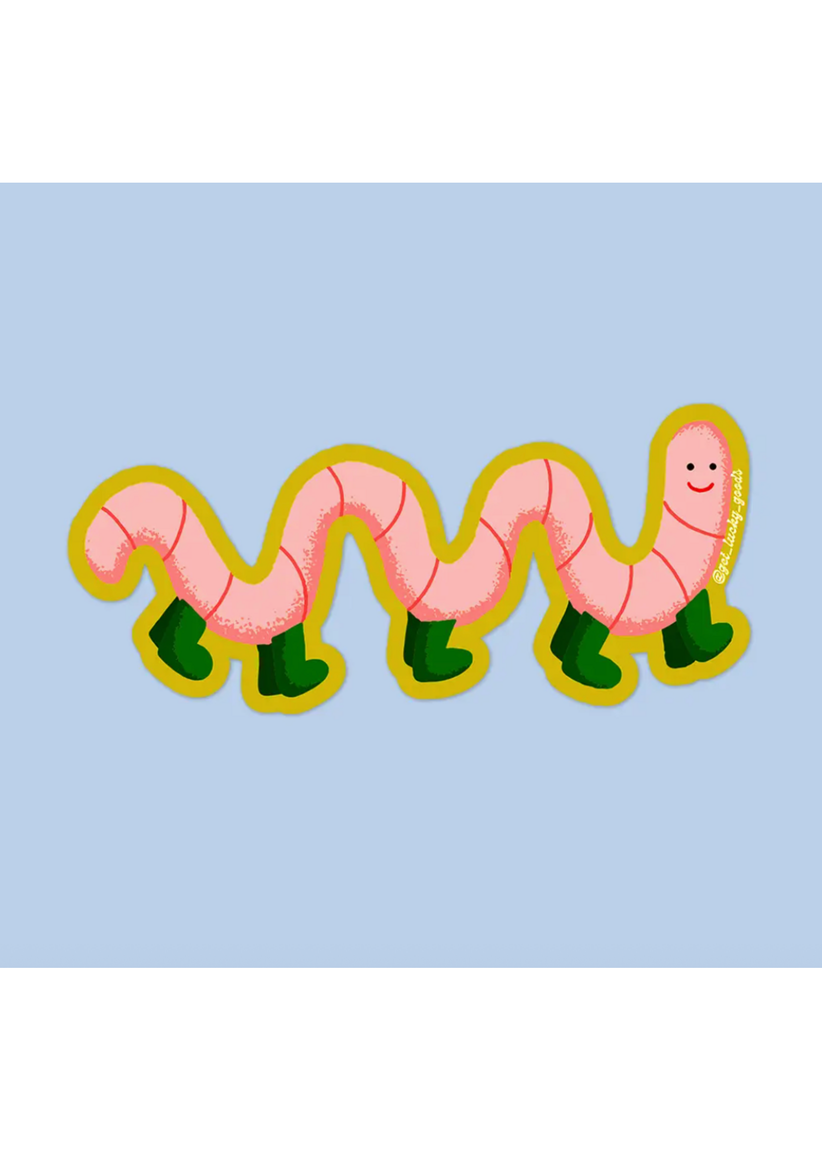 Lucky Goods Paper Worm with Boots Sticker